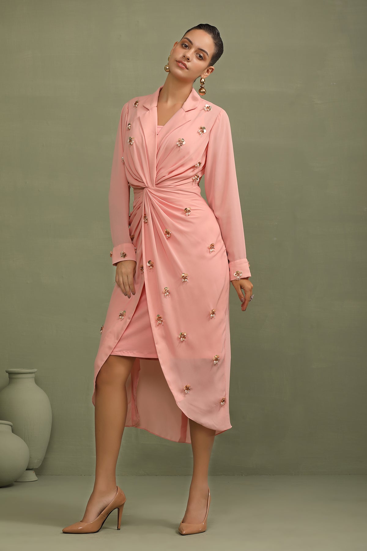 Peach Knot Sequin Dress