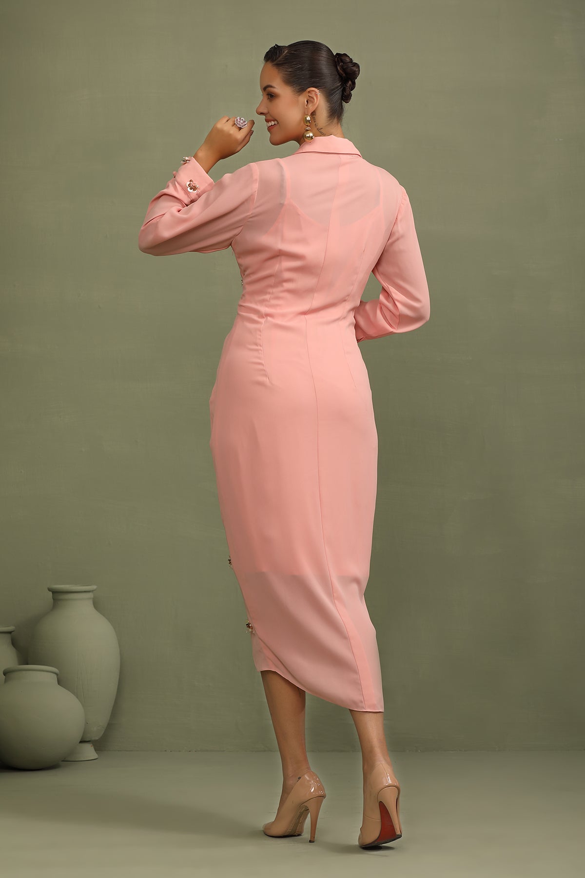 Peach Knot Sequin Dress