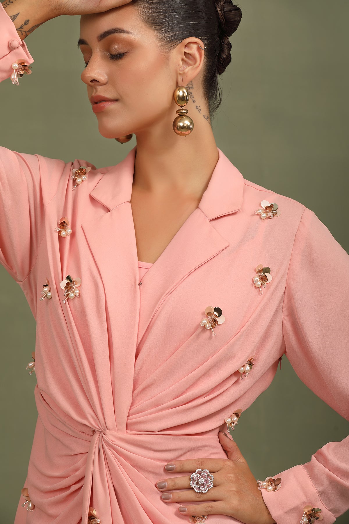 Peach Knot Sequin Dress