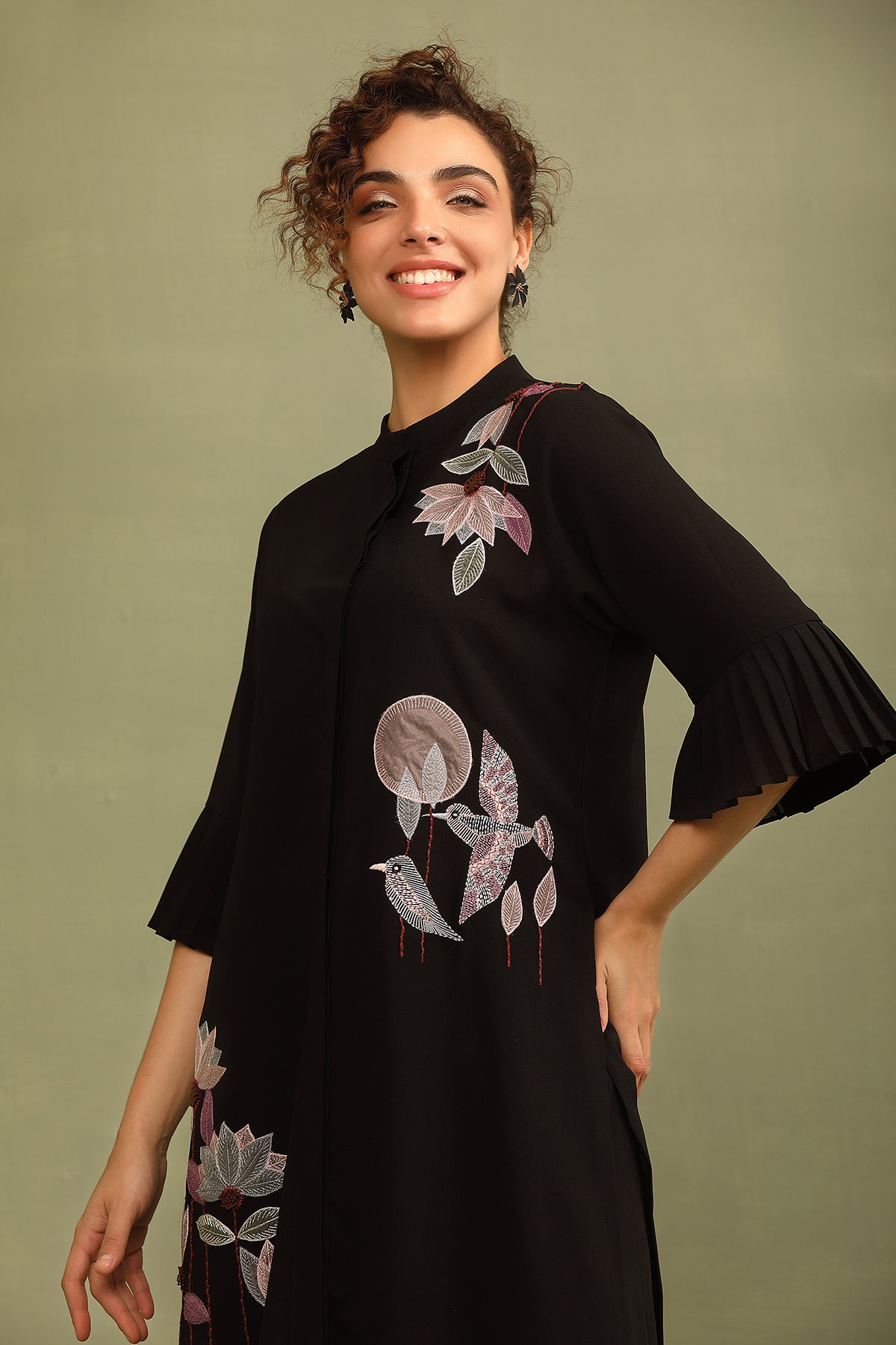 Black Applique Tunic Co-Rd Set
