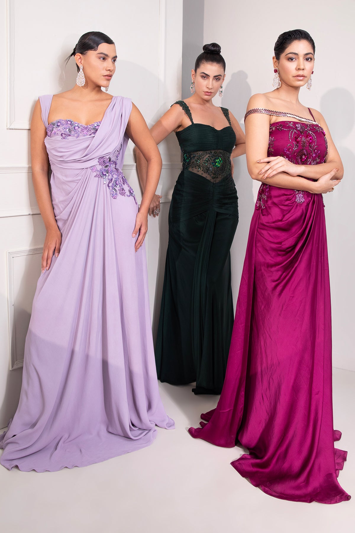 Pastel Lilac draped Cocktail Gown