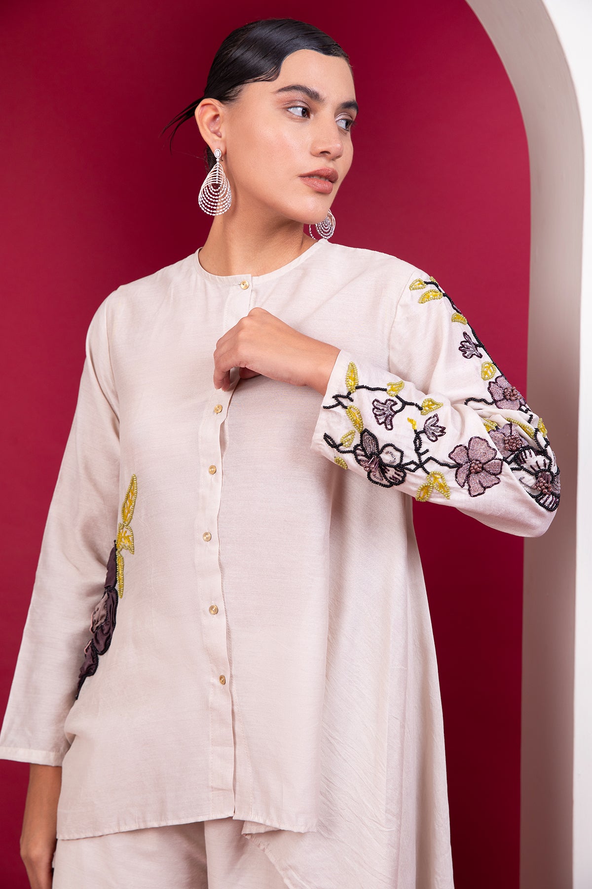 Boho style Hi-low shirt trouser soiree