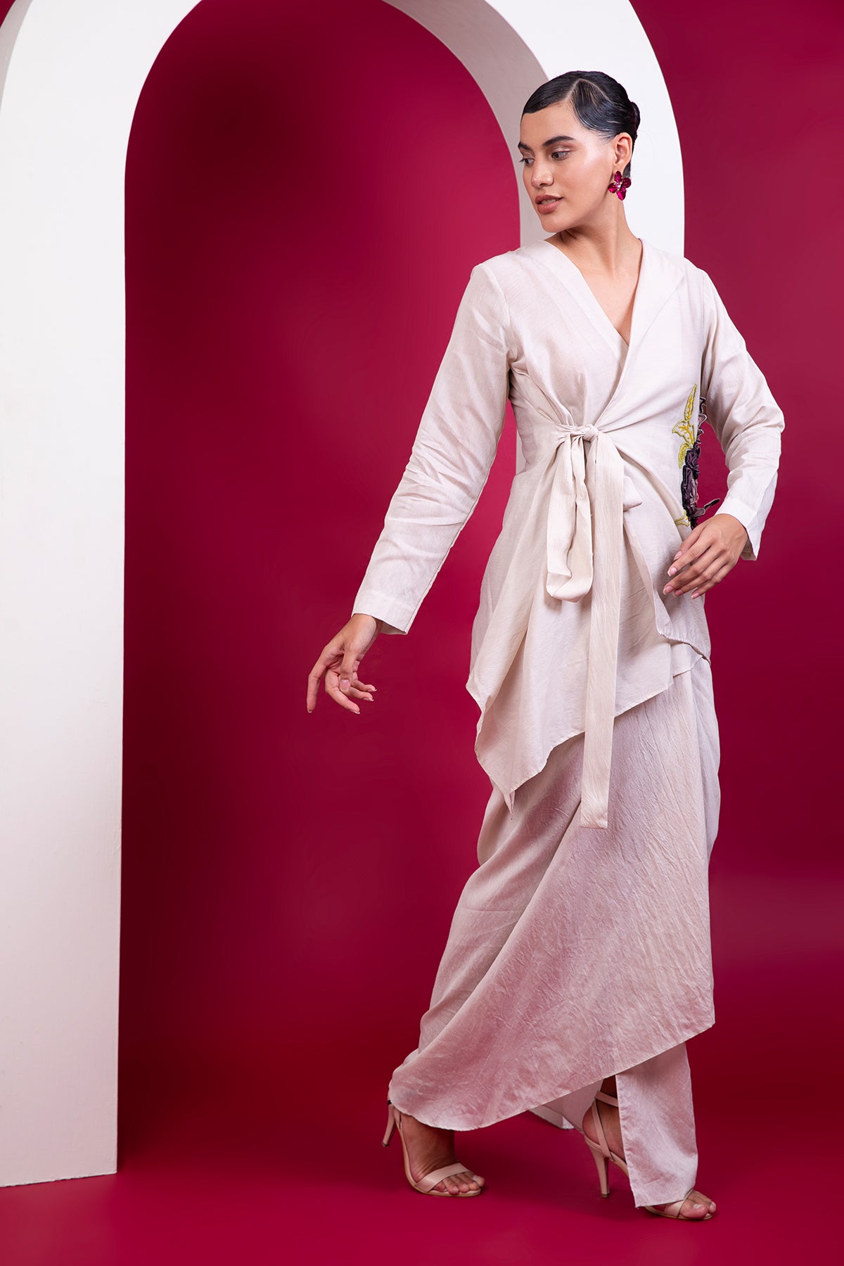 Boho style wrap top draped skrit