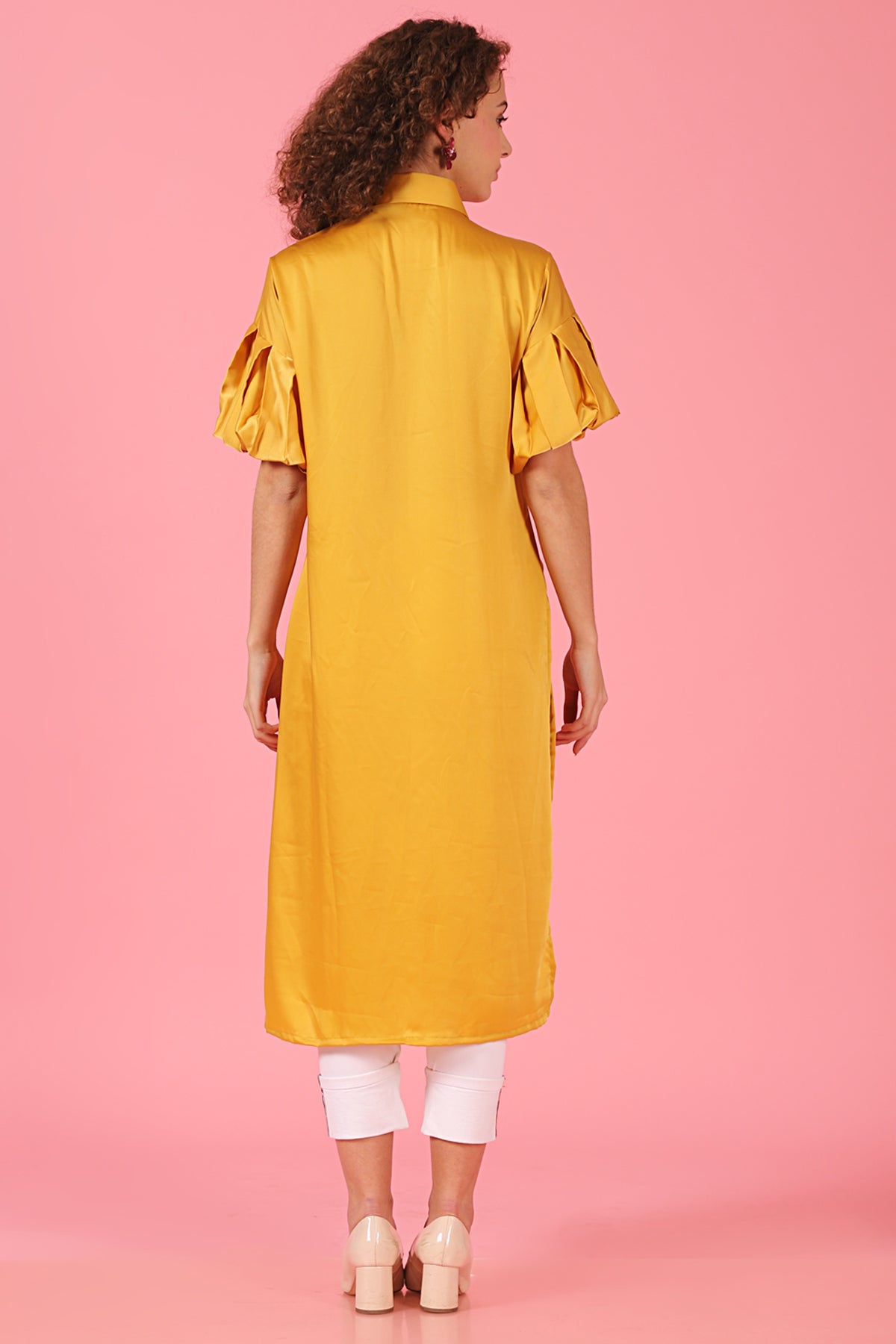 Bird Motif Mustard Lantern Shirt Kurti