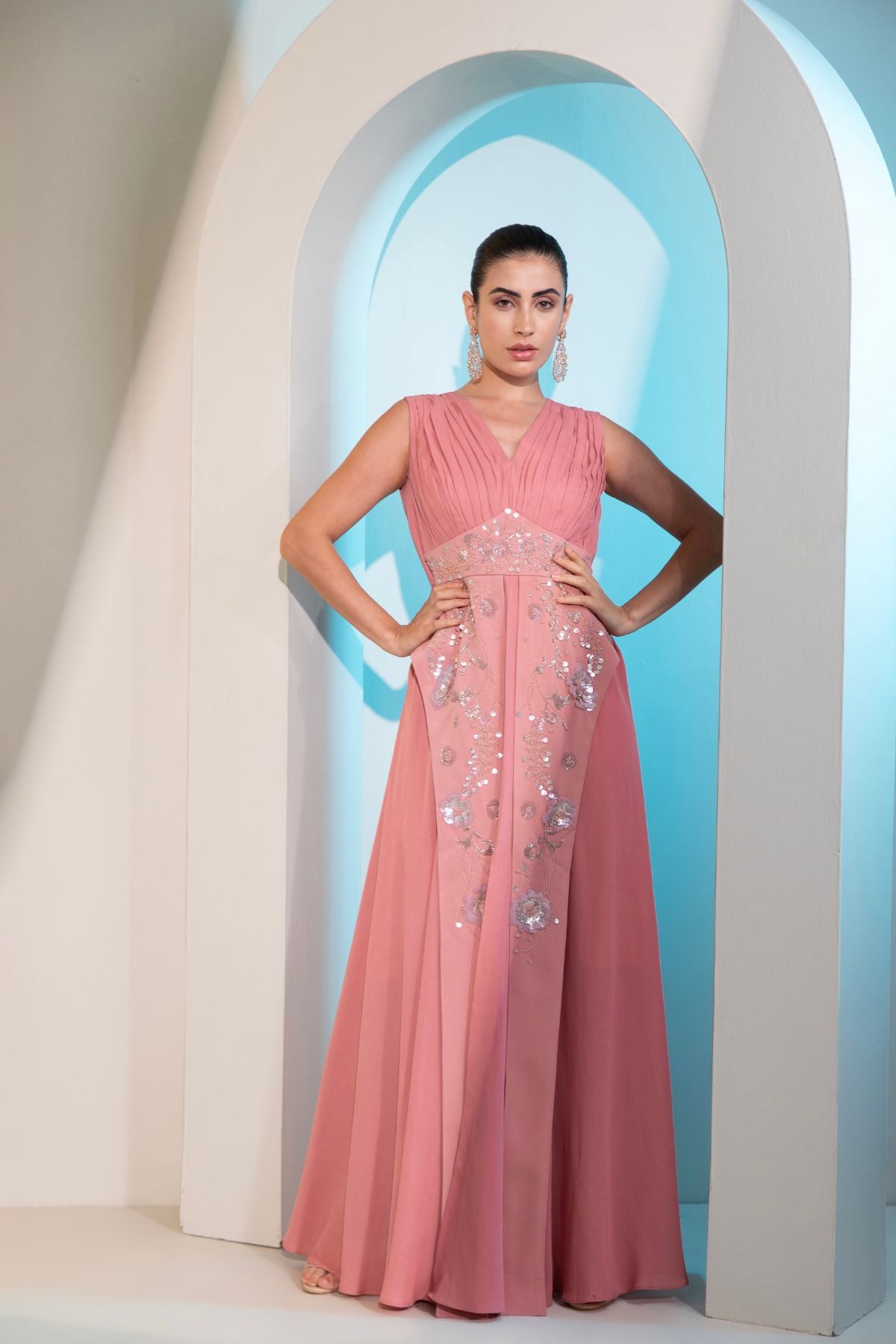 Salmon Pink Greek Goddess Gown