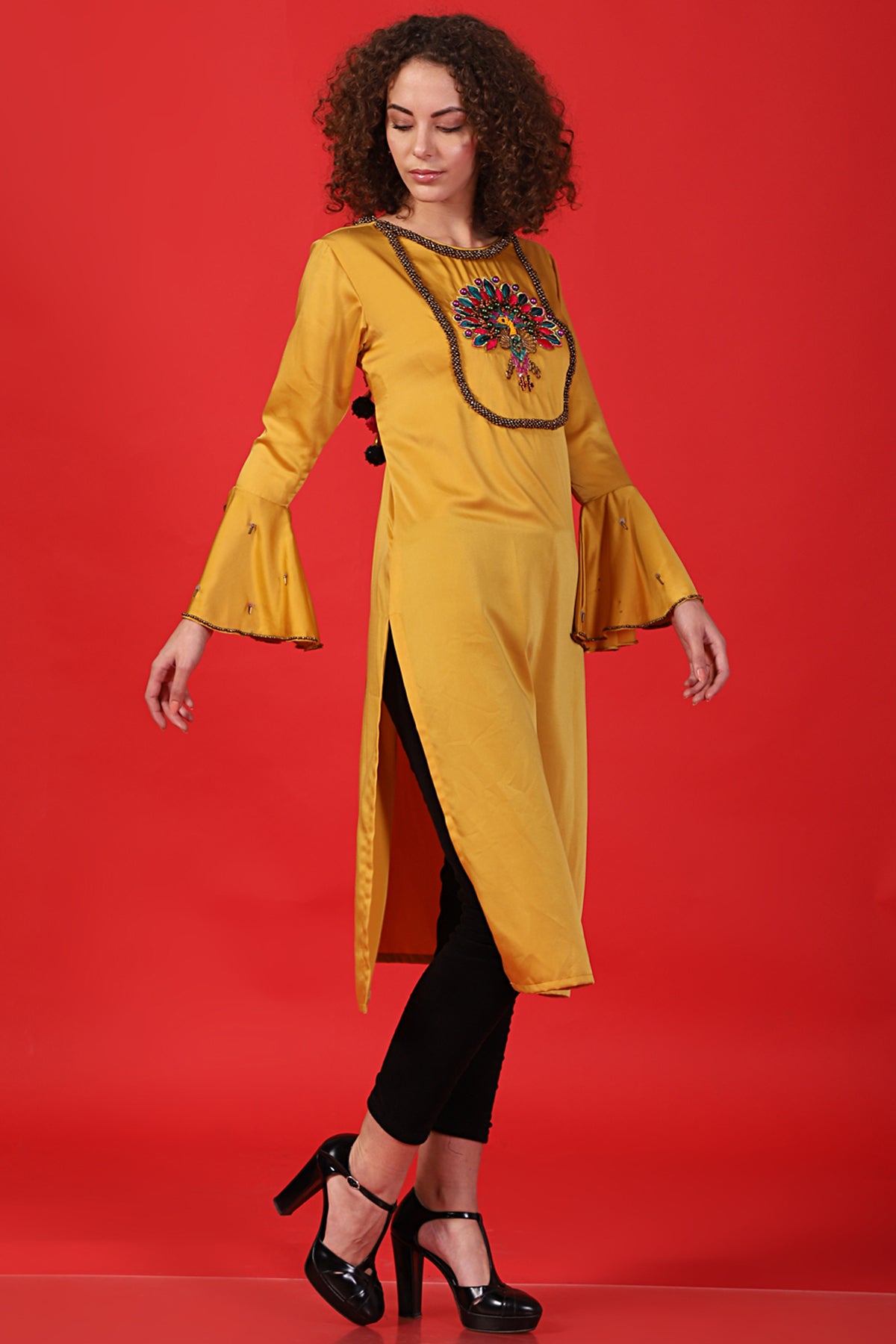 Mustard peacock Tunic