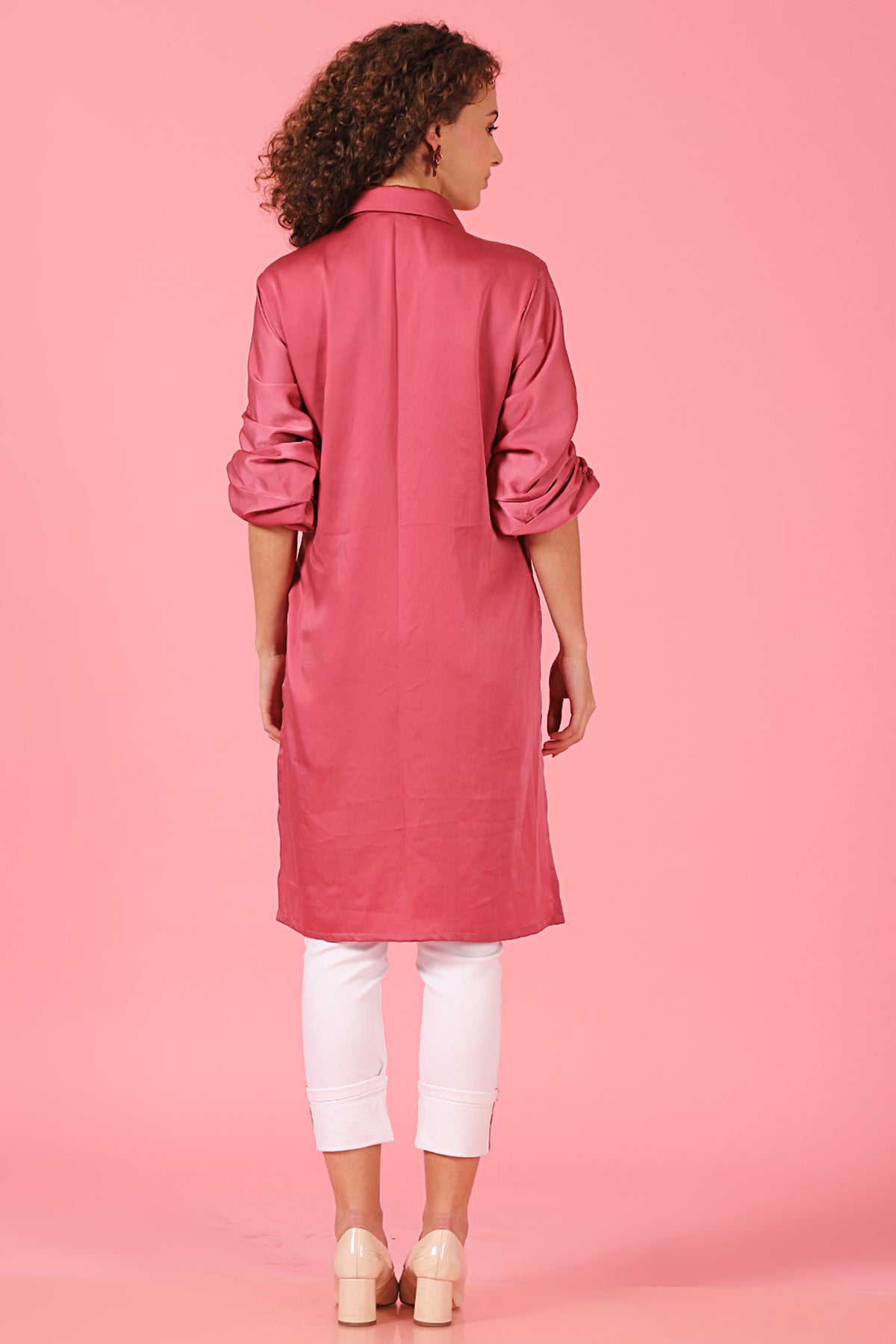 Bird Embellished ruched sleeve Shirt Kurti