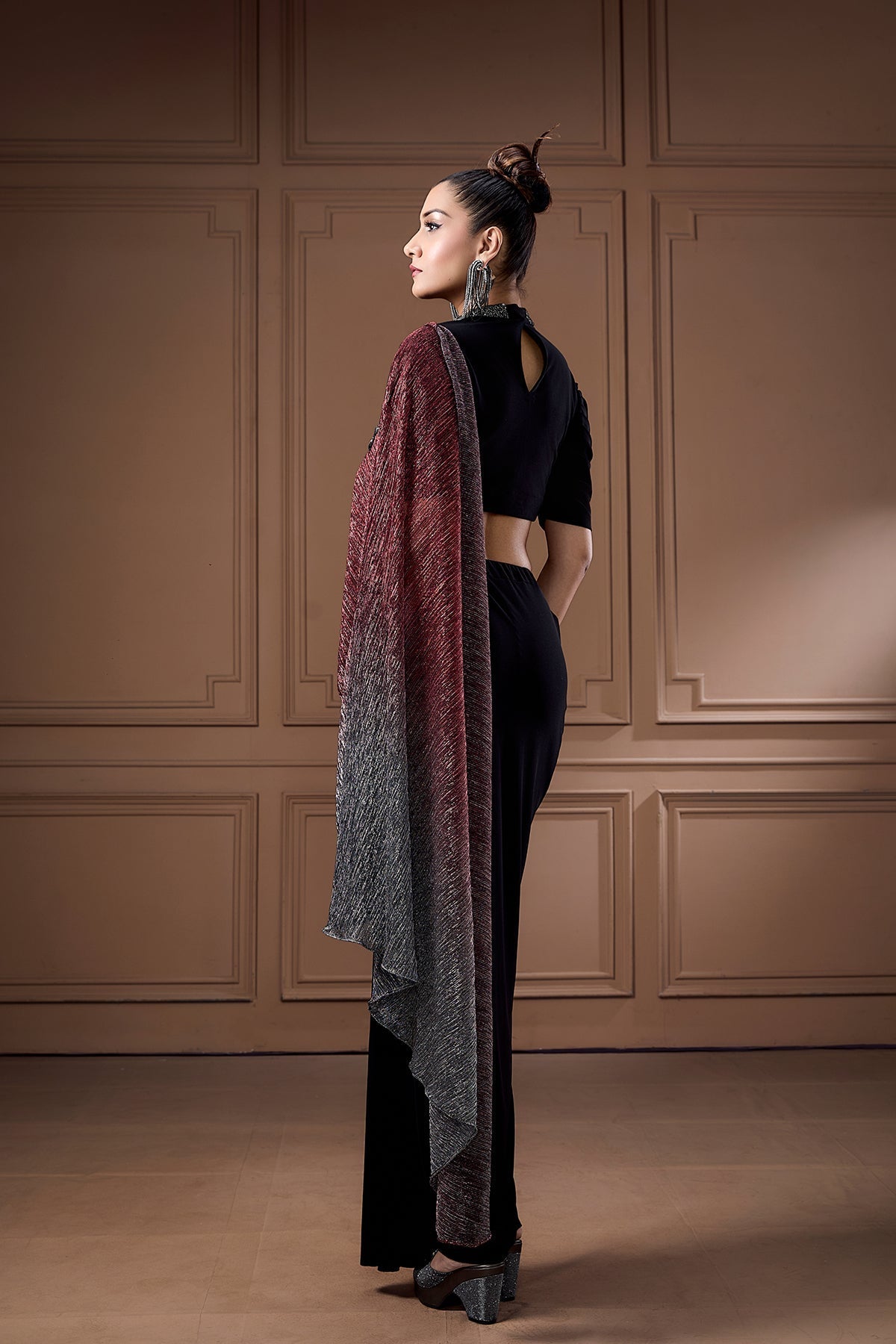 Rubina Dilaik In COCKTAIL MOONLIGHT SHIMMER DRAPE WITH CROP TOP AND DRAPE SKIRT