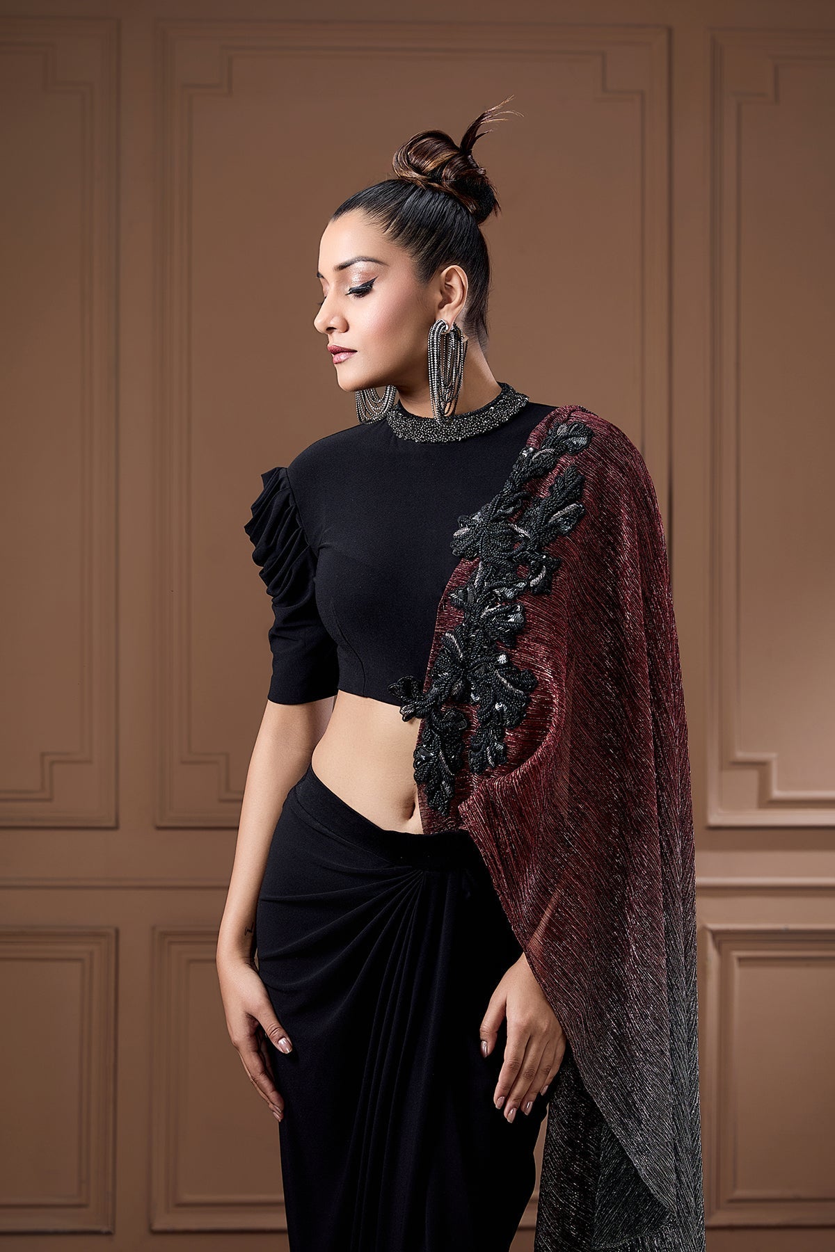 Rubina Dilaik In COCKTAIL MOONLIGHT SHIMMER DRAPE WITH CROP TOP AND DRAPE SKIRT