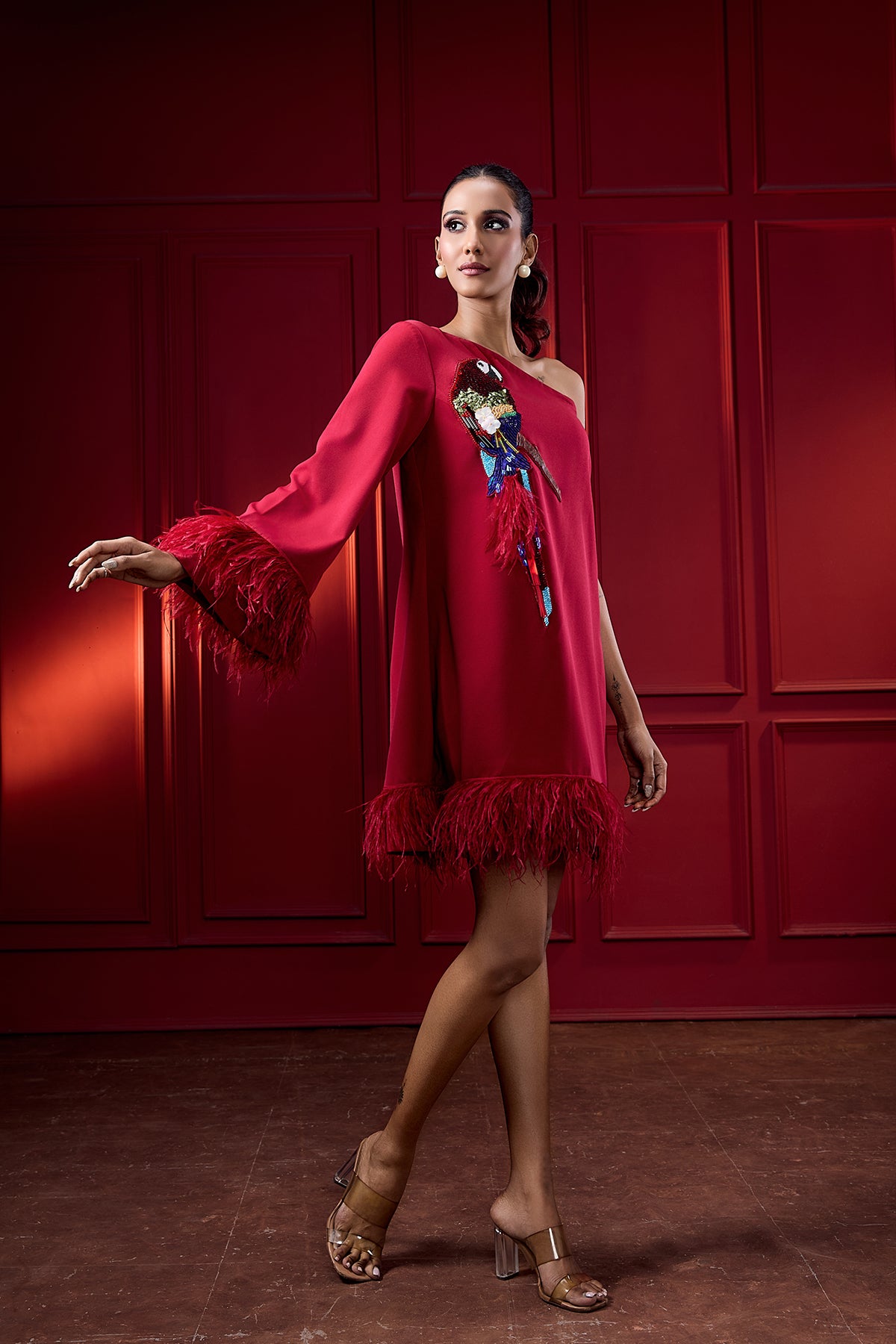 ONE-SHOULDER JUNGLE DRESS