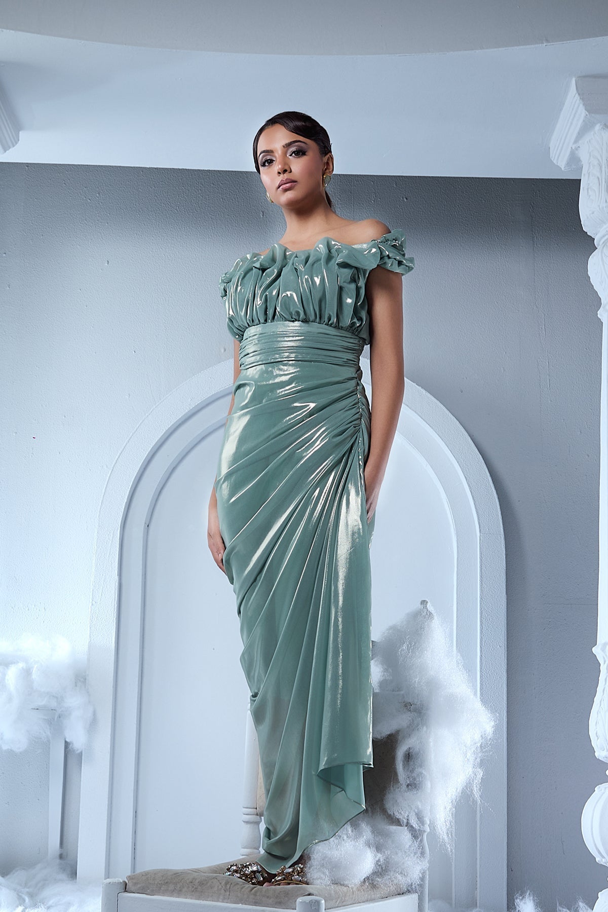 ROUCHED GLAZE DRESS