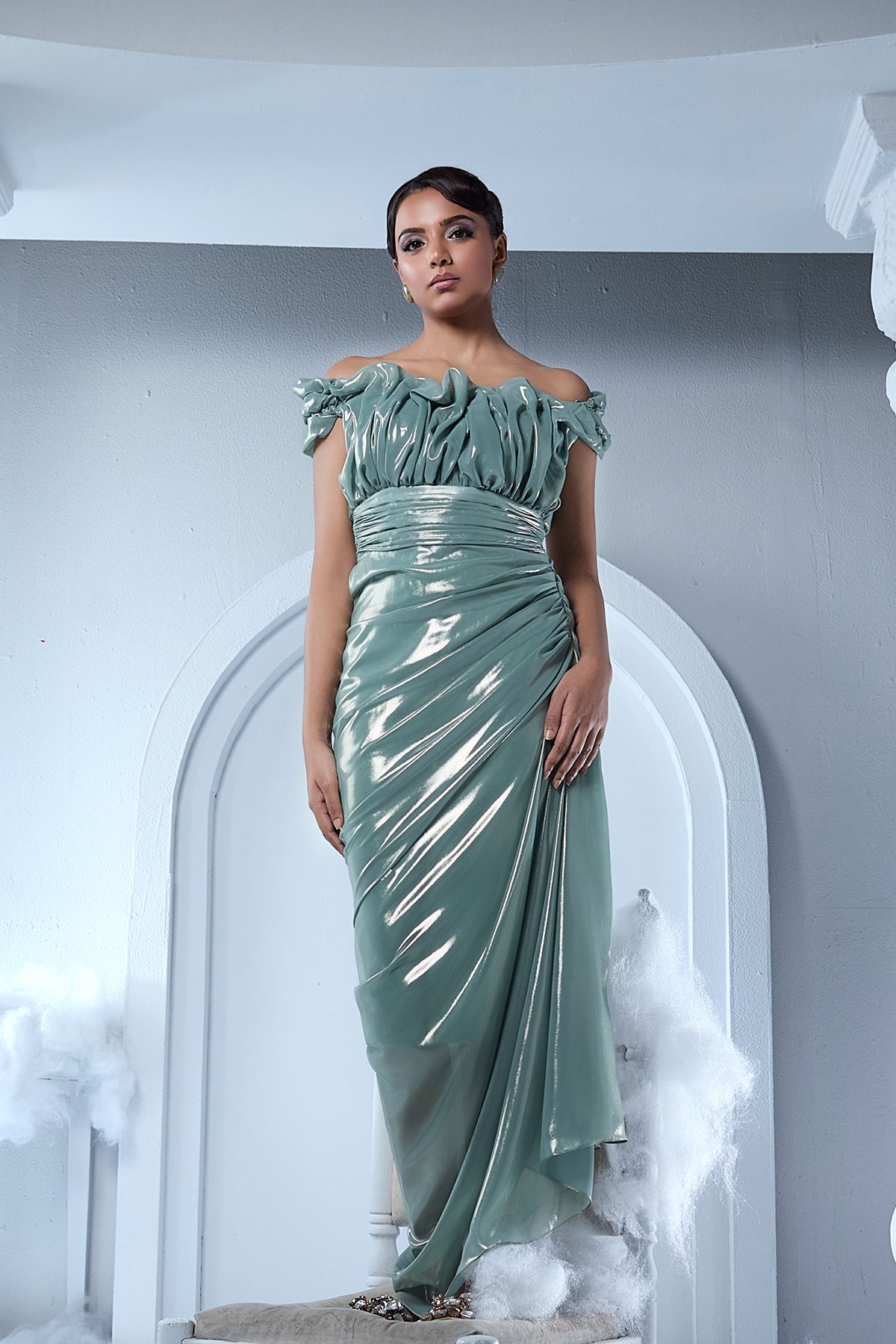 ROUCHED GLAZE DRESS