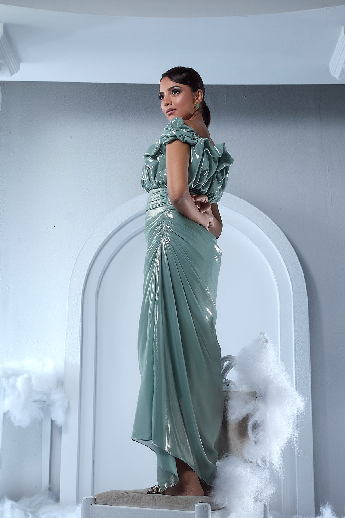 ROUCHED GLAZE DRESS