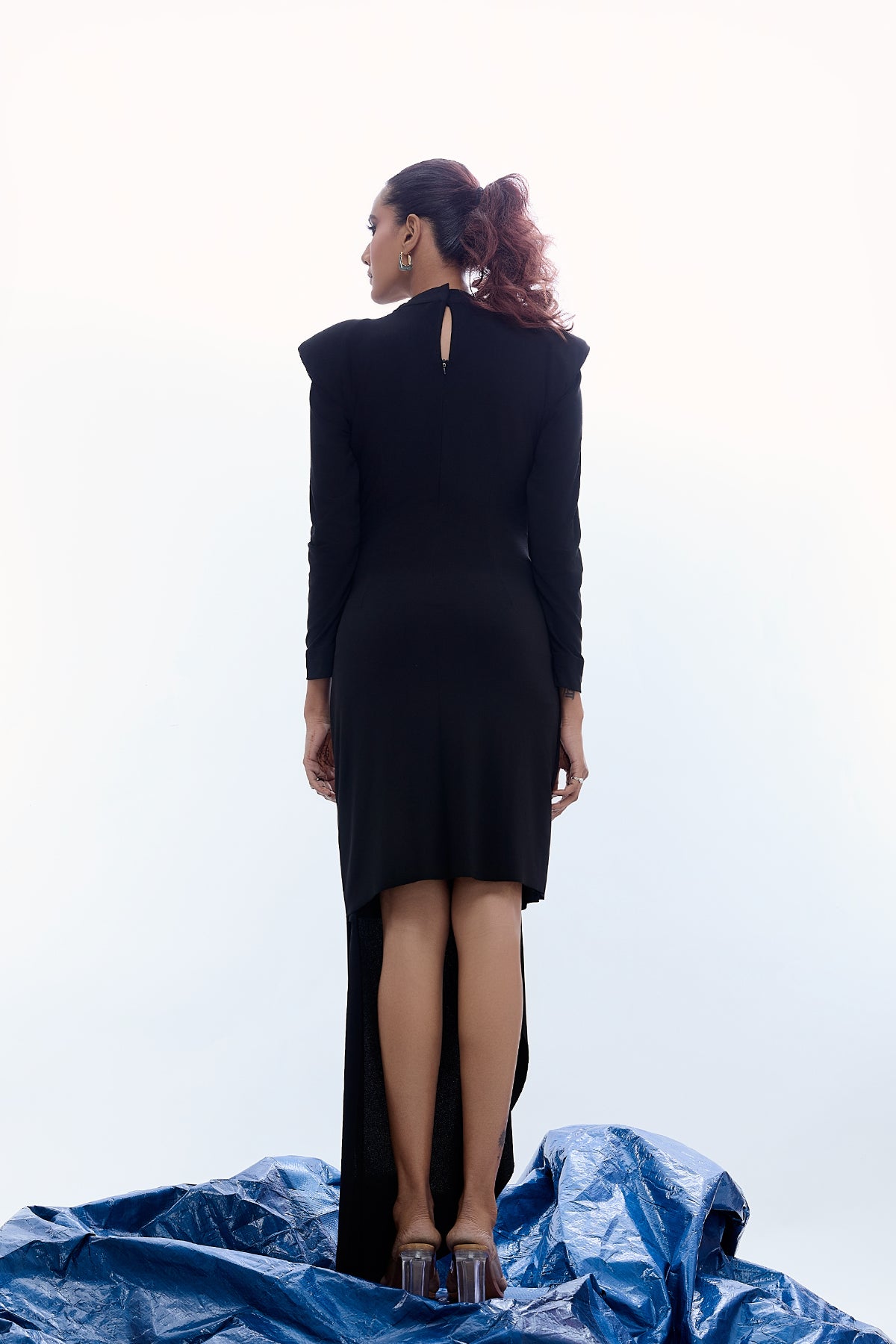 PADDED SHOULDER COIN DRESS