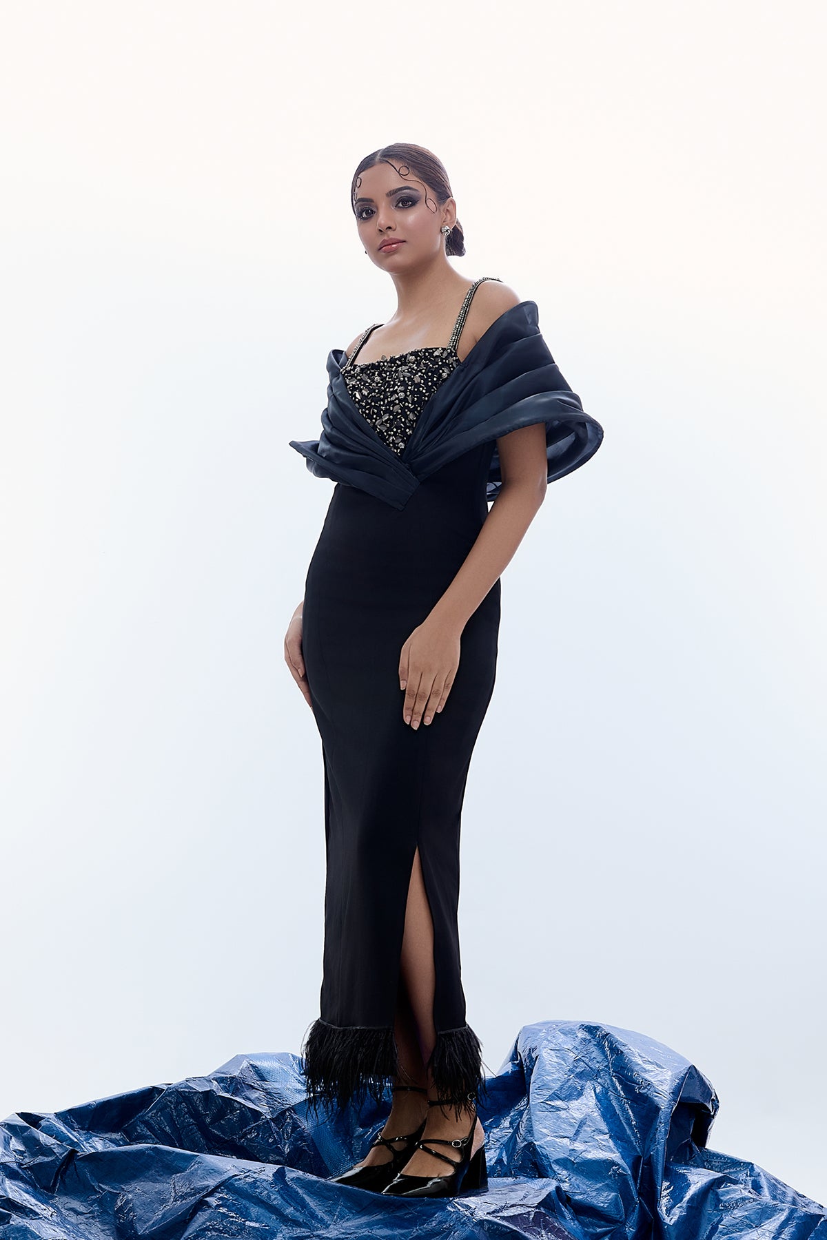 OVERLAP FLAP - PRINCESS SLIT GOWN WITH FURR