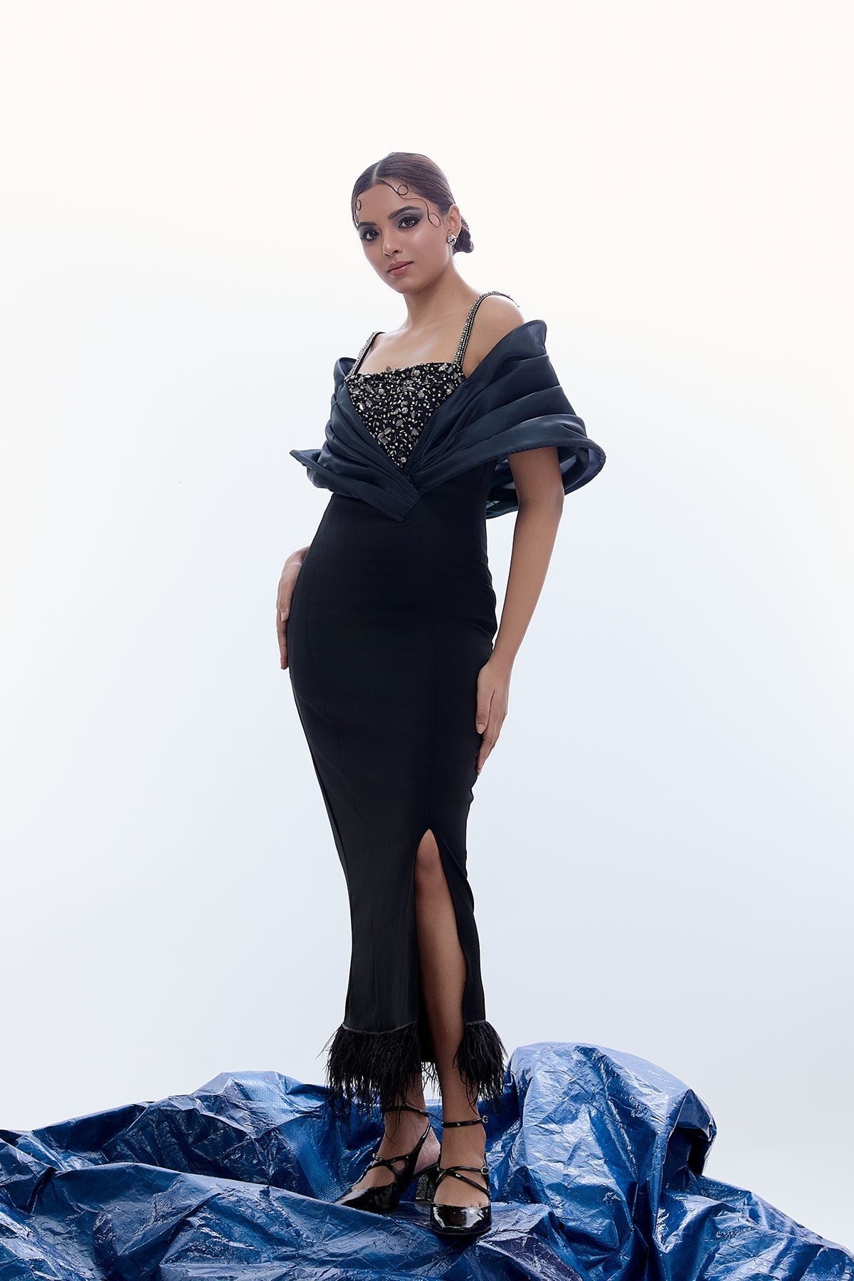 OVERLAP FLAP - PRINCESS SLIT GOWN WITH FURR