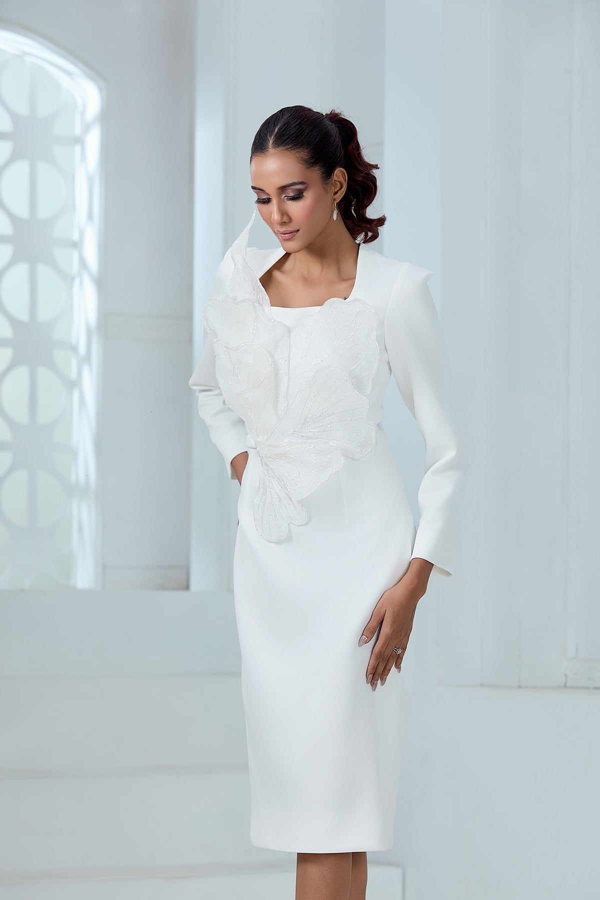 3-D FLOWER SHEATH DRESS