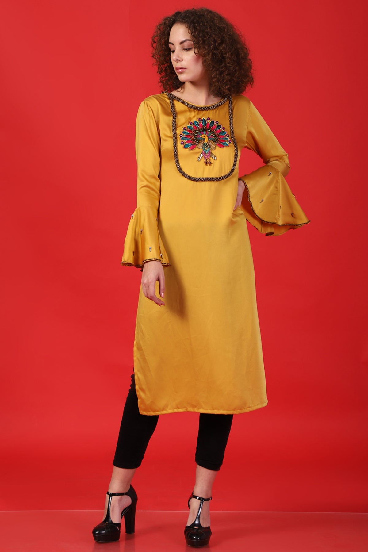 Mustard peacock Tunic