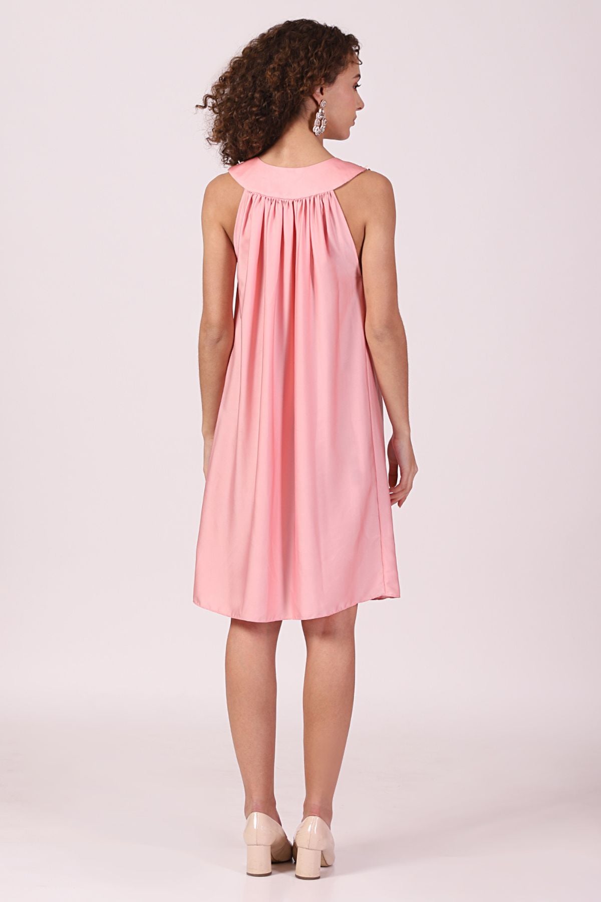 Grecian Round Yoke Midi Dress