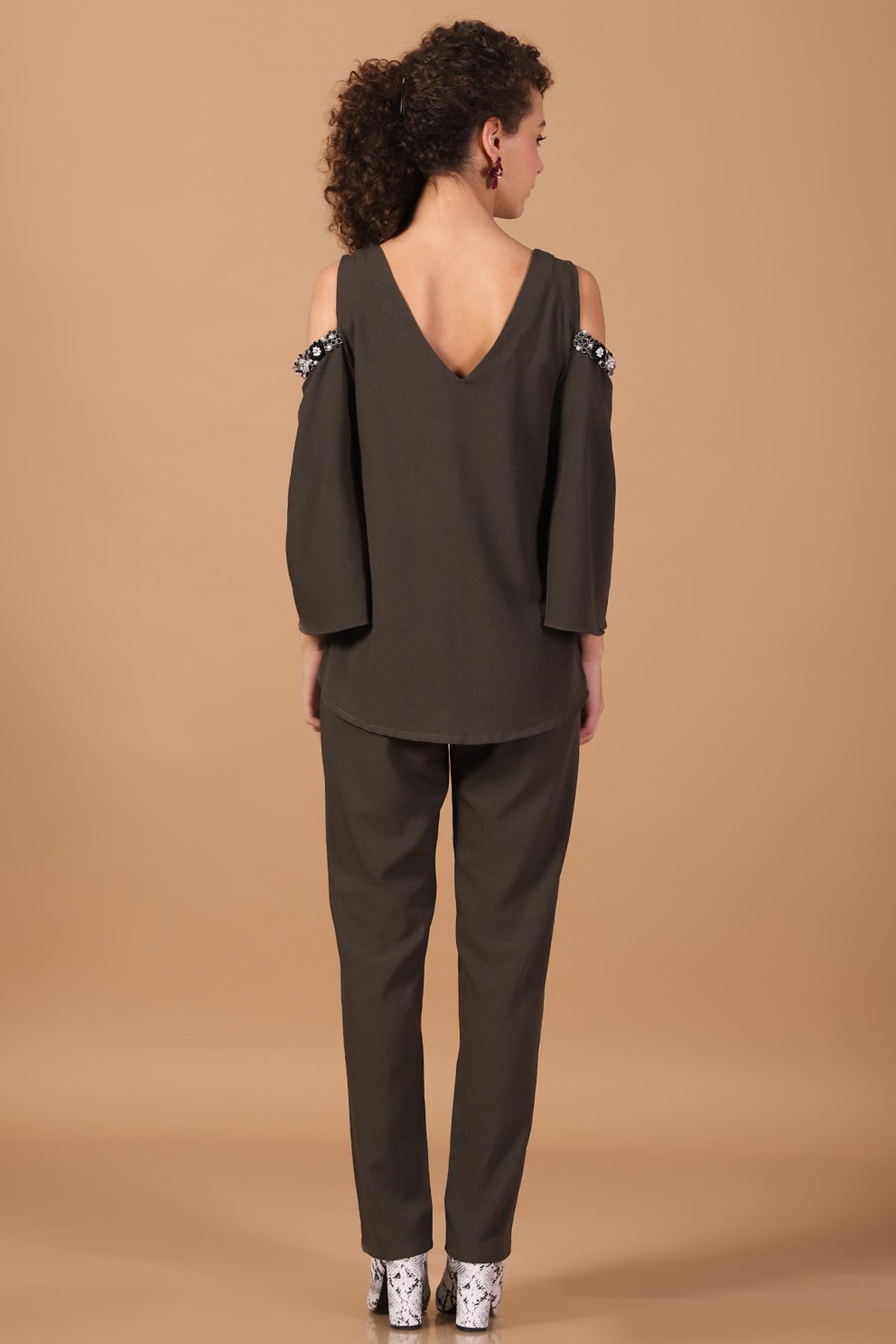 Embellished Cold shoulder Co-Ord set