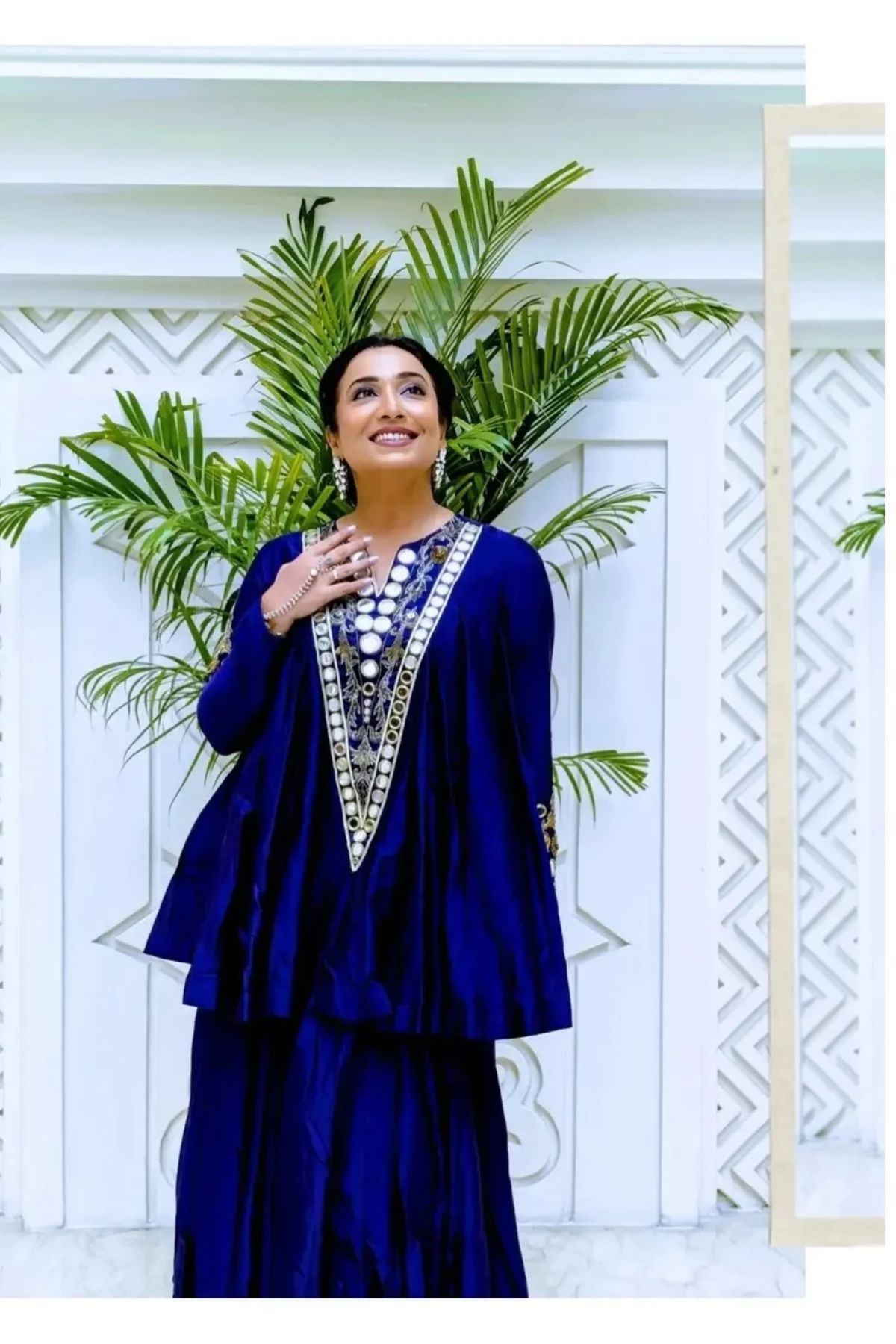 Rohini Ramnathan In Blue Chanderi Kathiavadi Top And Midi Skirt. Shop Now!