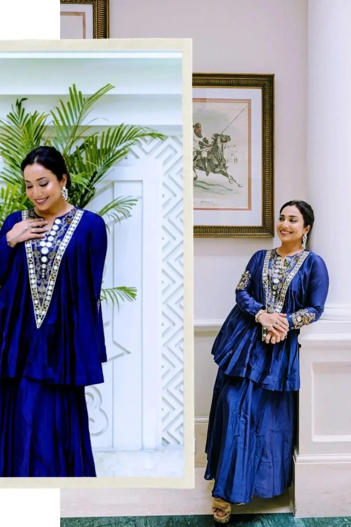 Rohini Ramnathan In Blue Chanderi Kathiavadi Top And Midi Skirt. Shop Now!