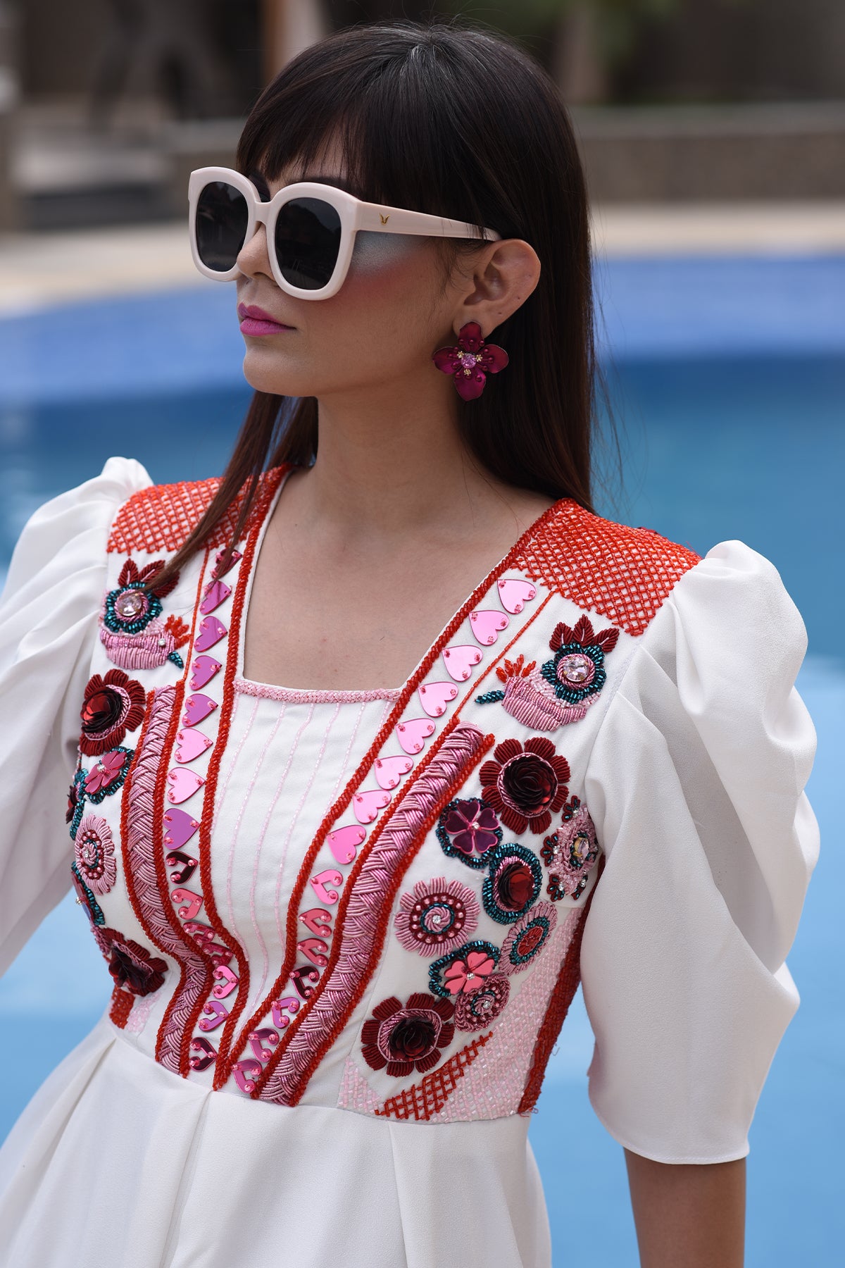 Quirky Embellished White jumpsuit