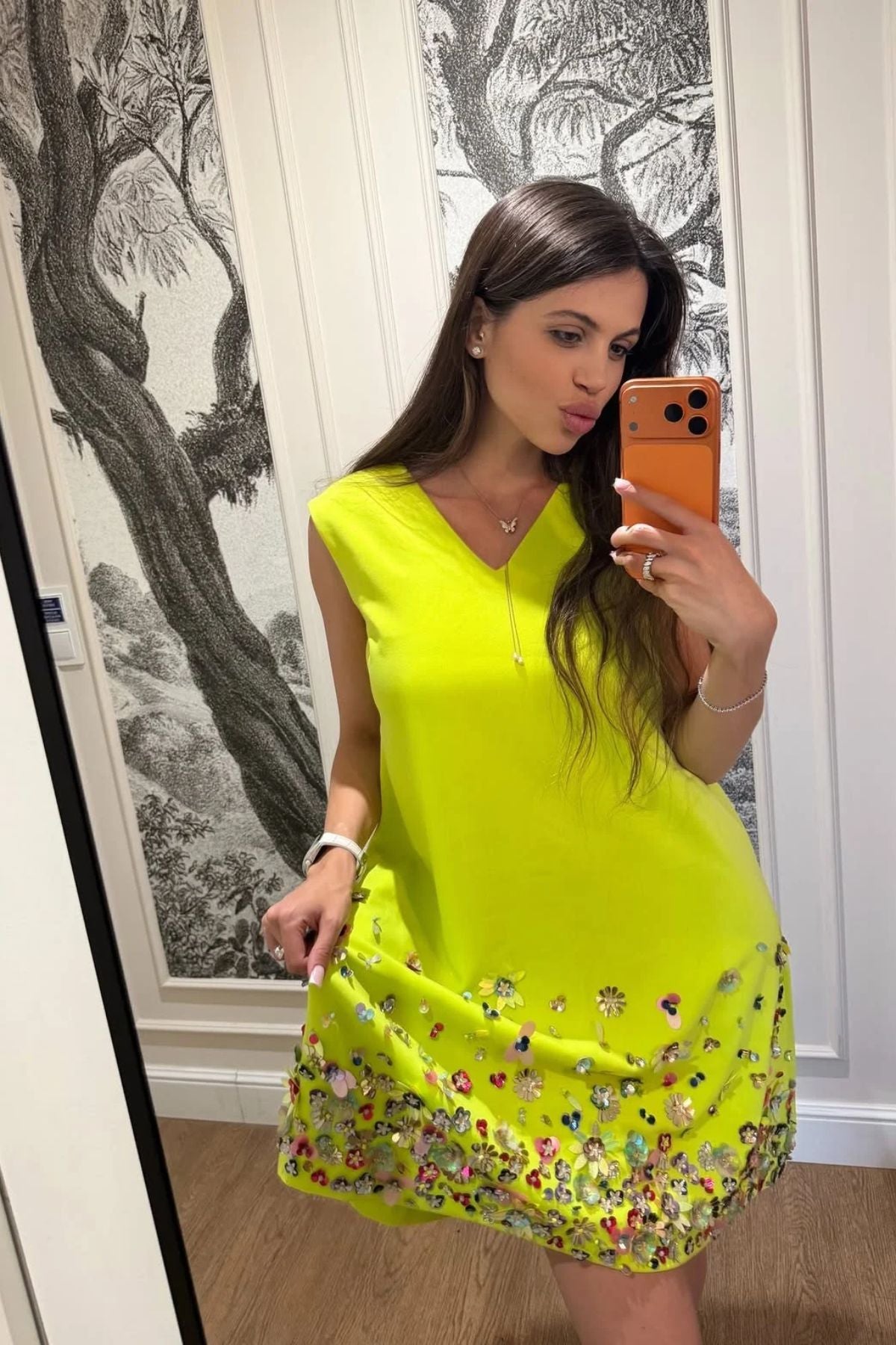 Iryna Kinakhin V-Neck Multicolored Embellished Dress. Shop Now!