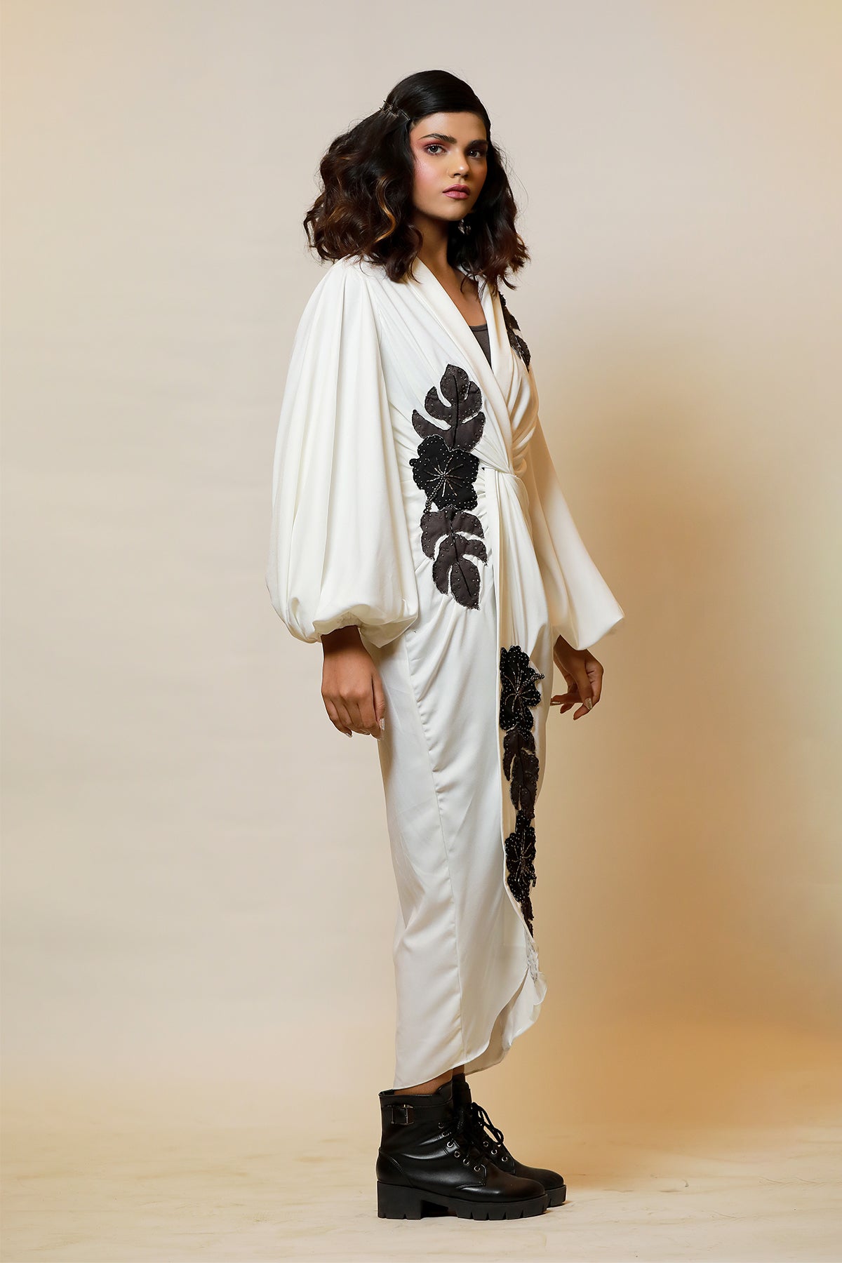White Autumn Knot shirt Dress