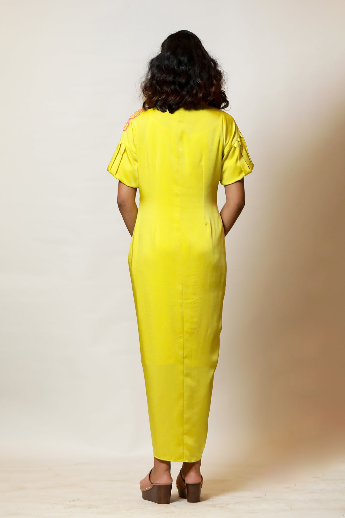 Lime Bloss knot shirt Dress