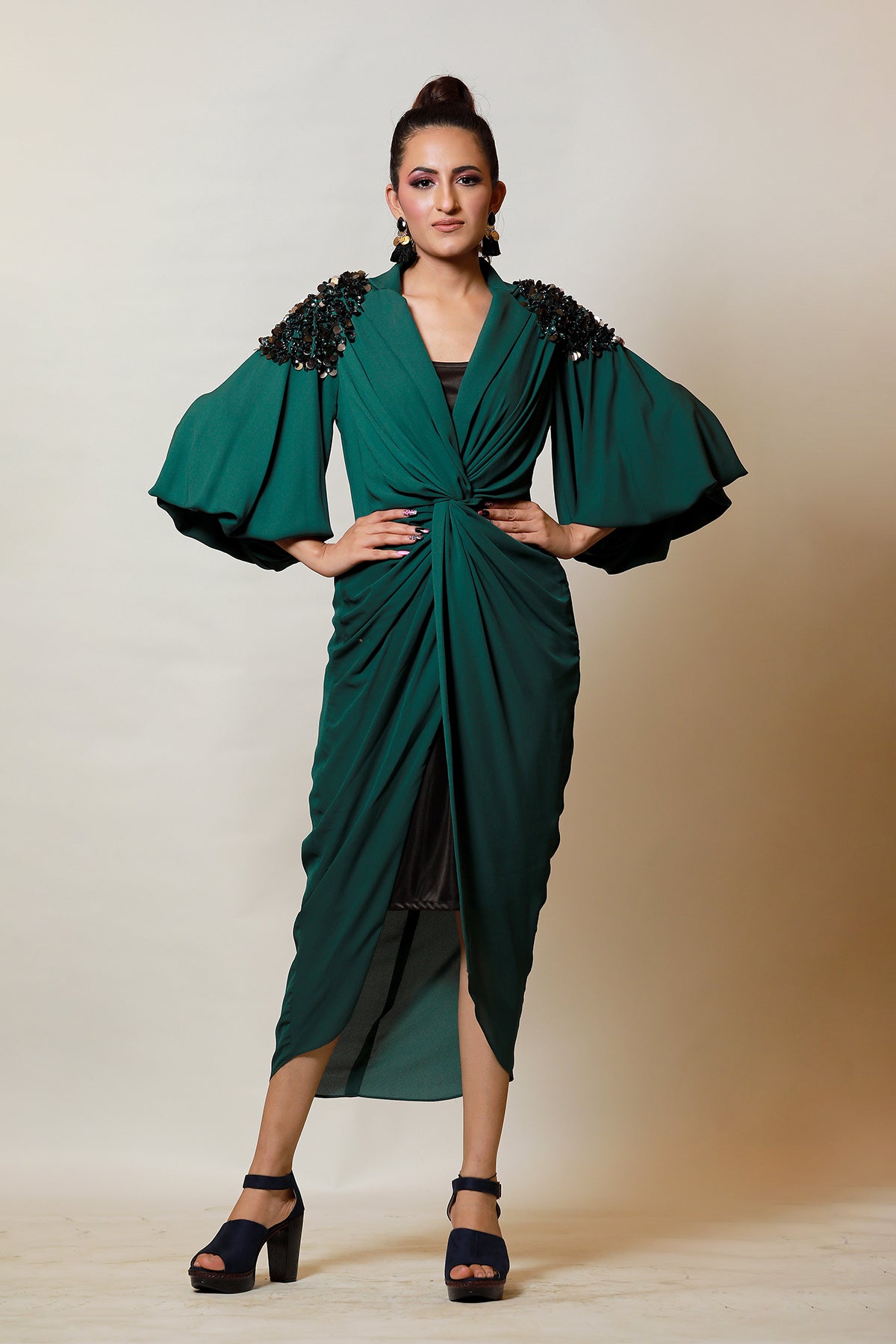 Rockstar Lantern Power shoulder knot dress