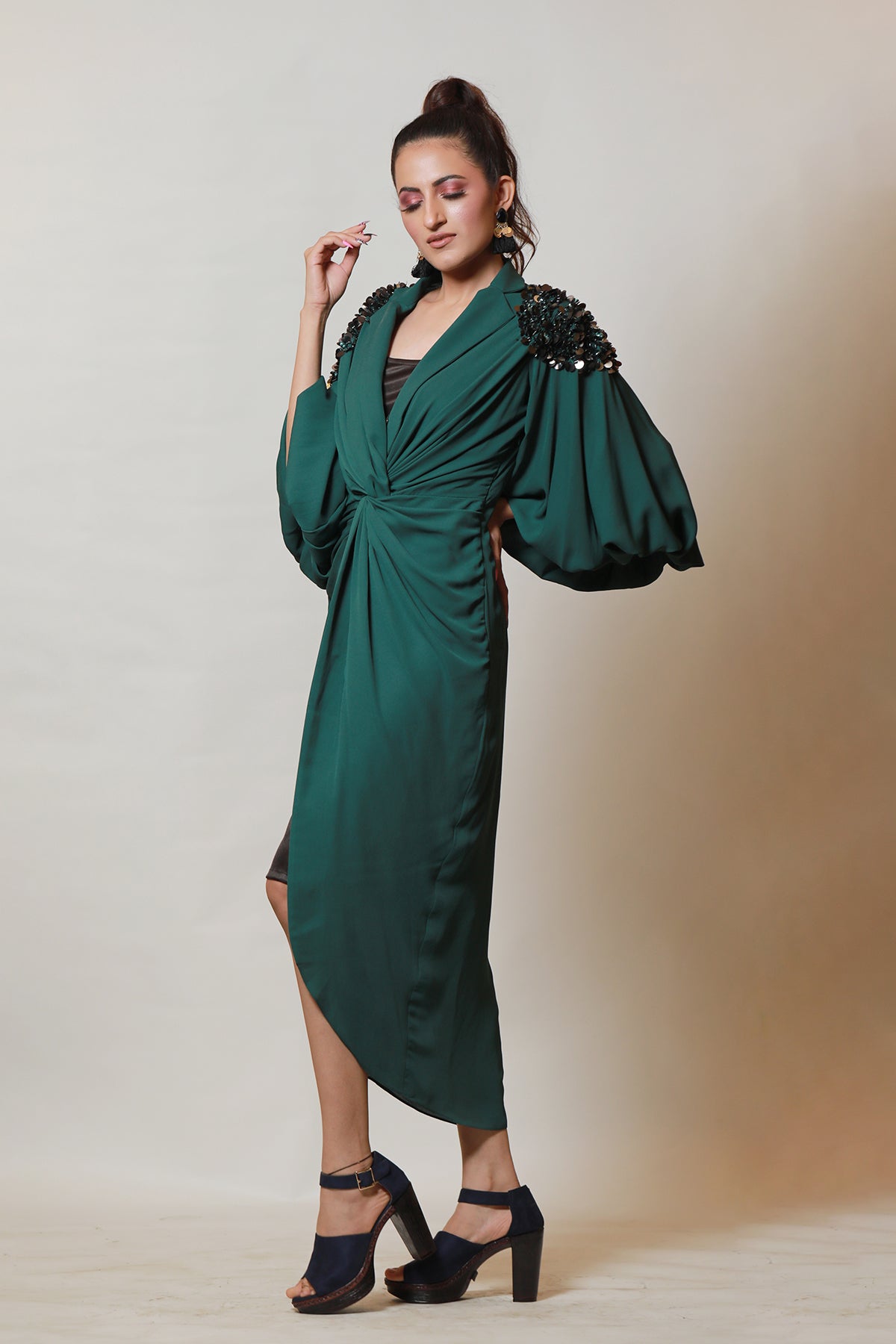 Rockstar Lantern Power shoulder knot dress