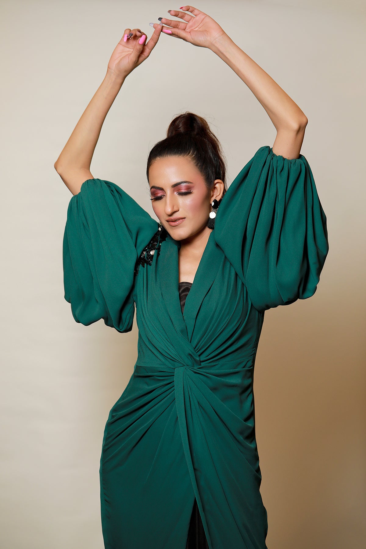 Rockstar Lantern Power shoulder knot dress