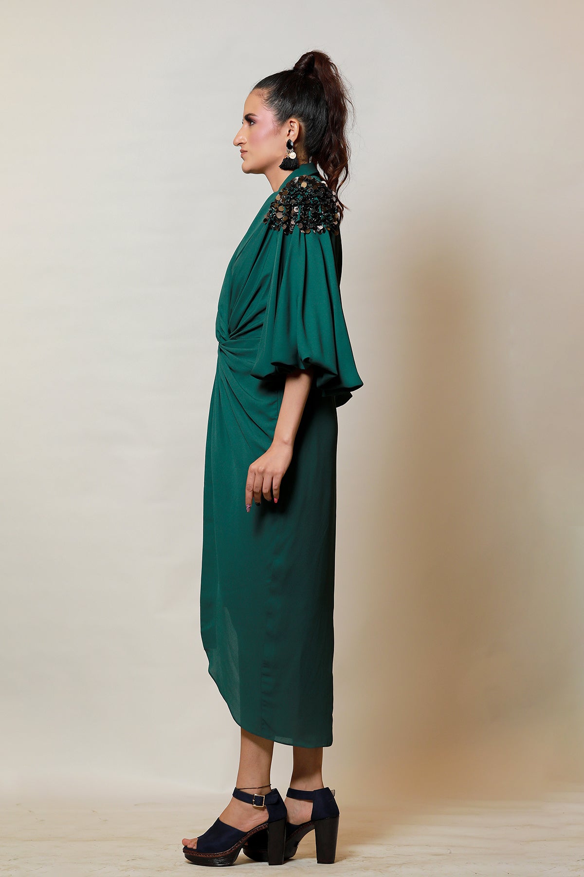 Rockstar Lantern Power shoulder knot dress