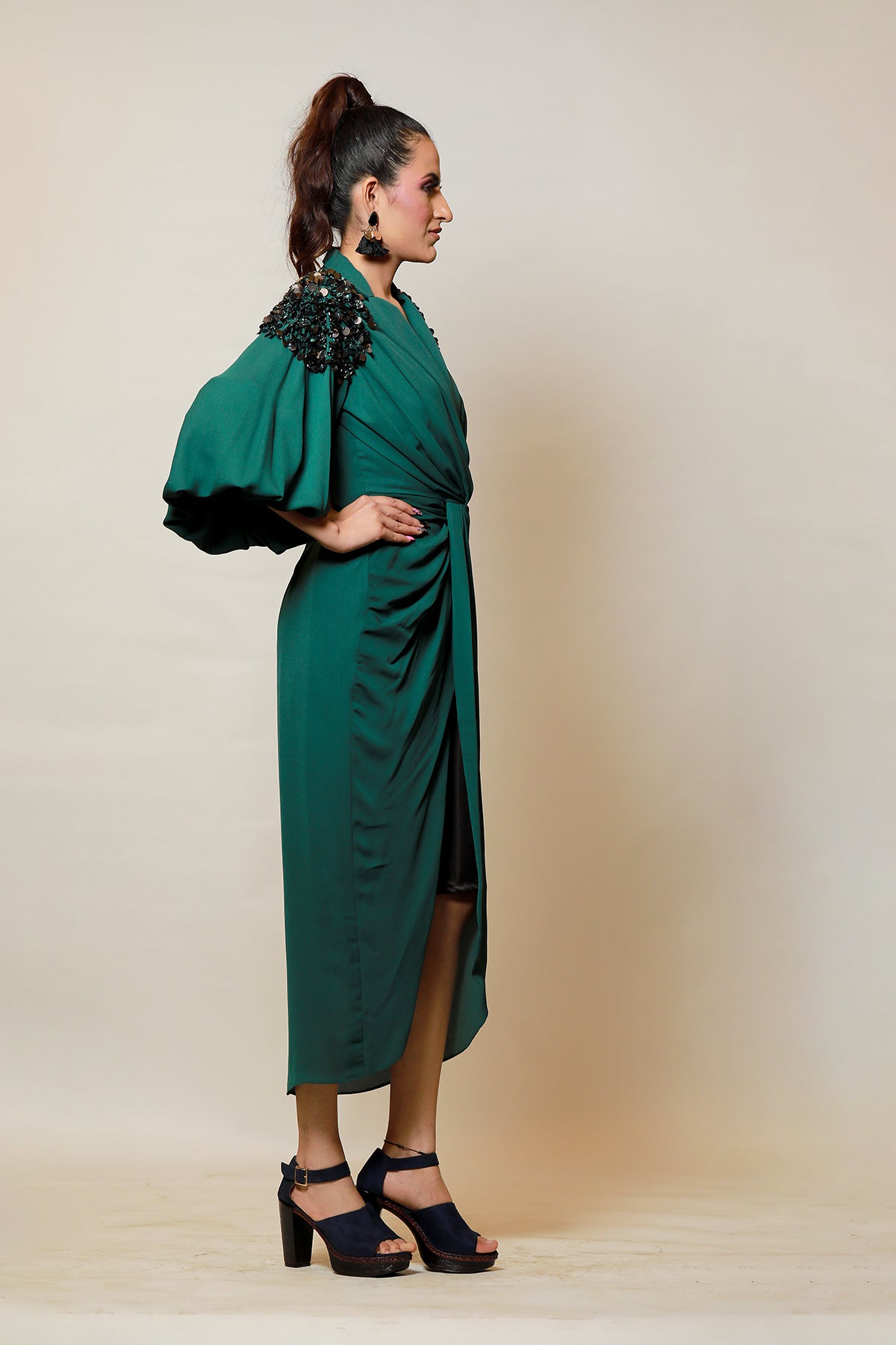 Rockstar Lantern Power shoulder knot dress