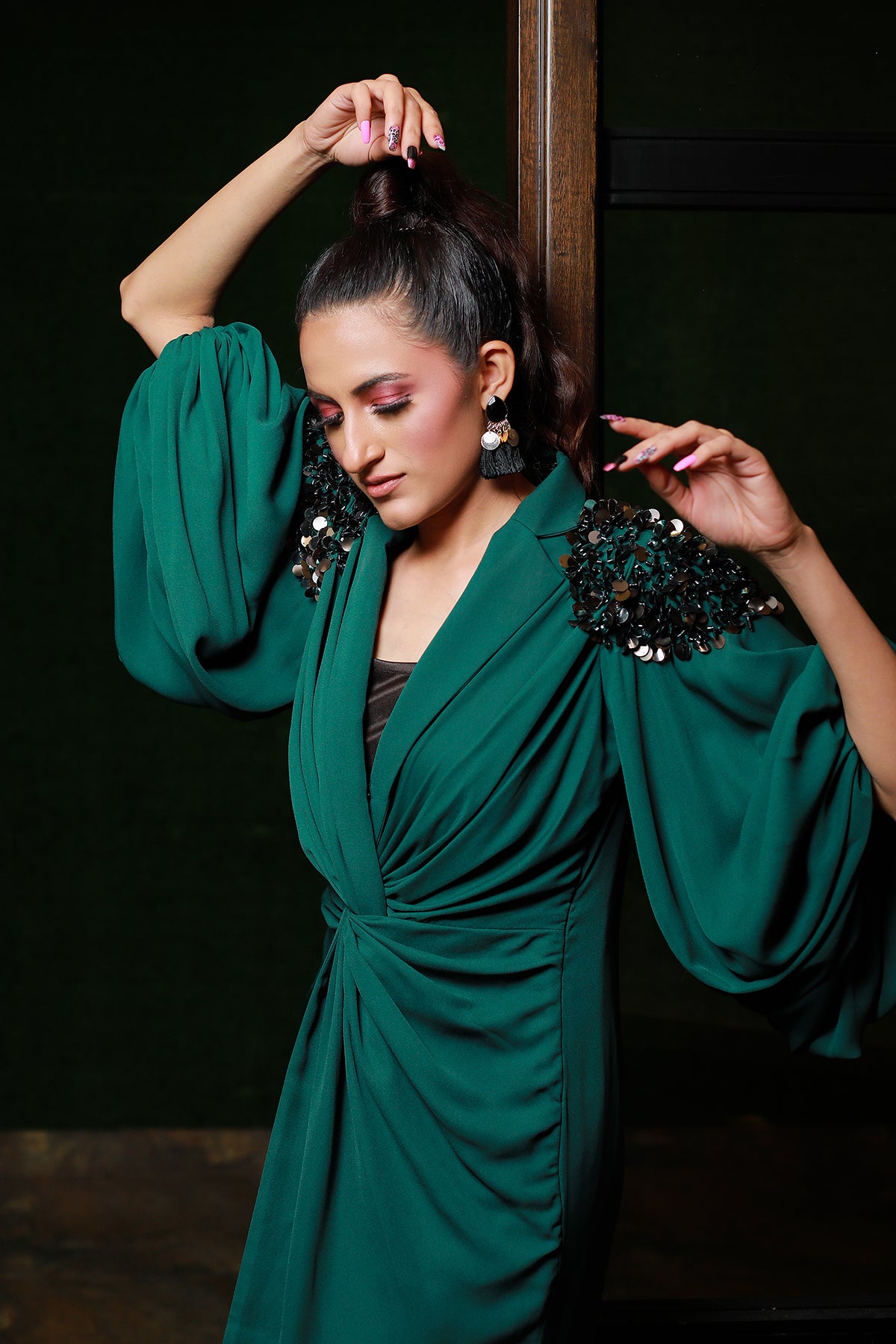 Rockstar Lantern Power shoulder knot dress