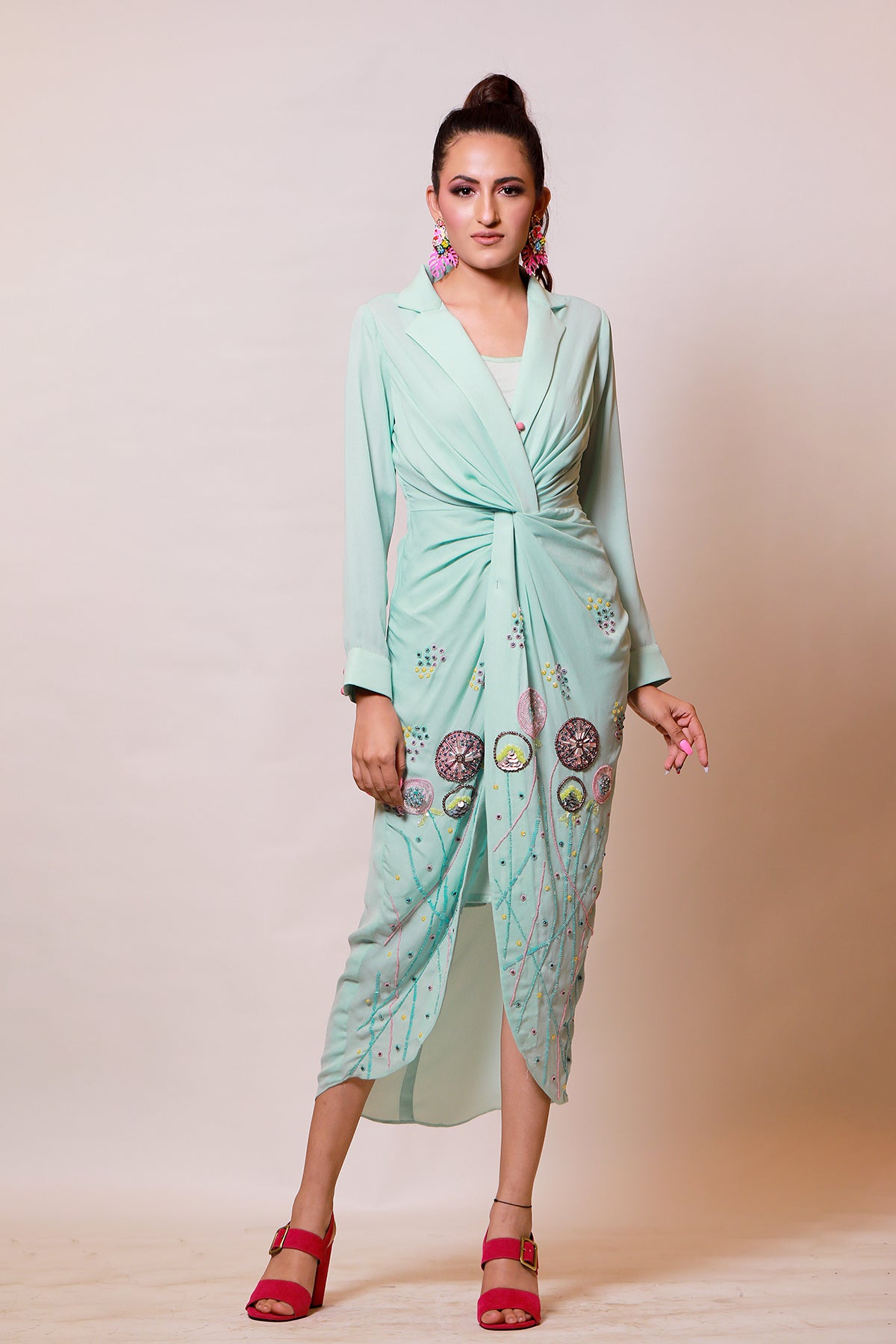 Coral Aqua knot shirt Dress