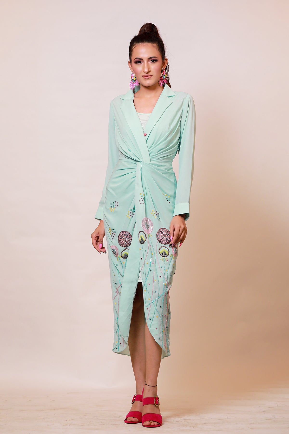 Coral Aqua knot shirt Dress