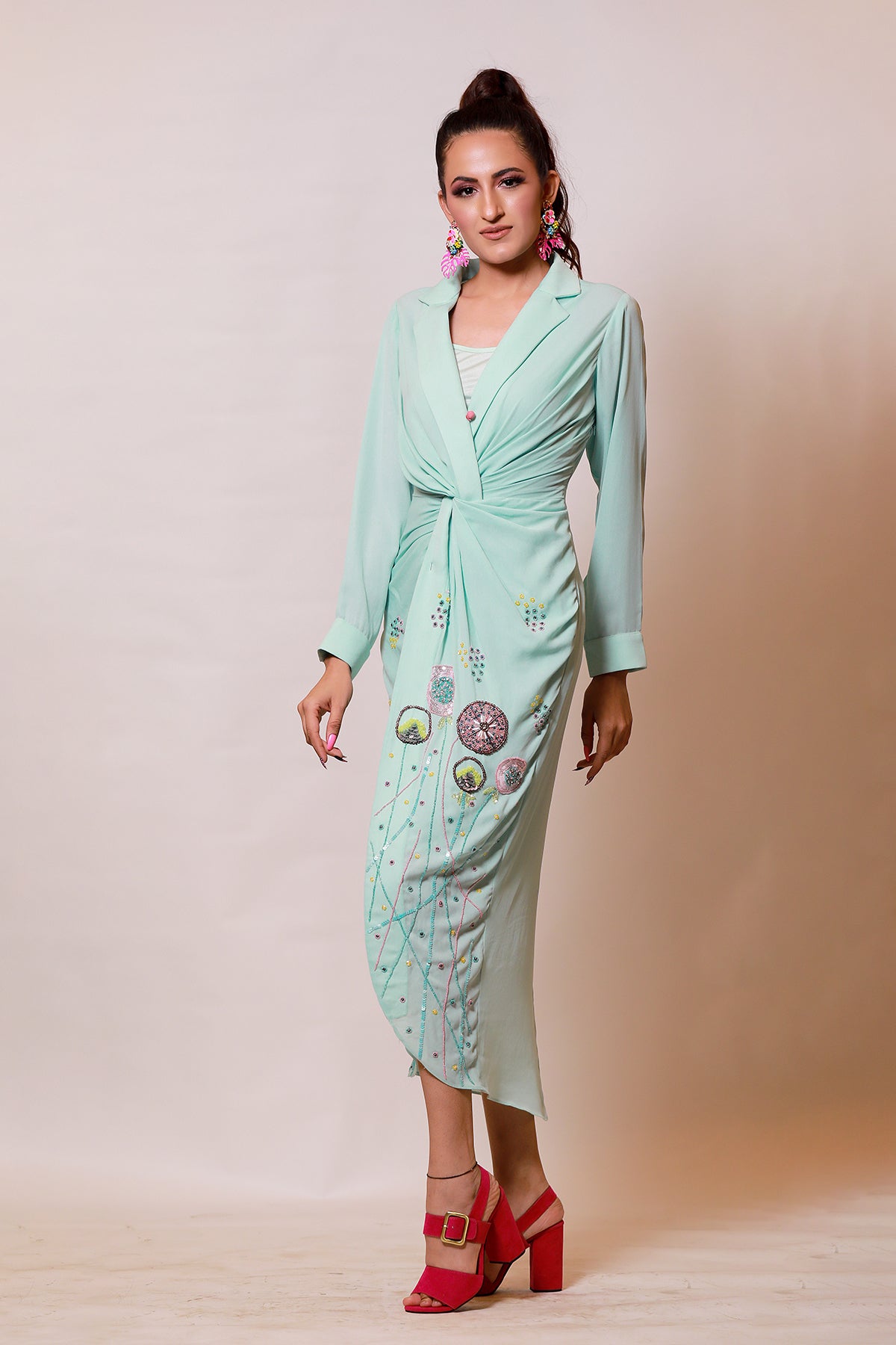 Coral Aqua knot shirt Dress