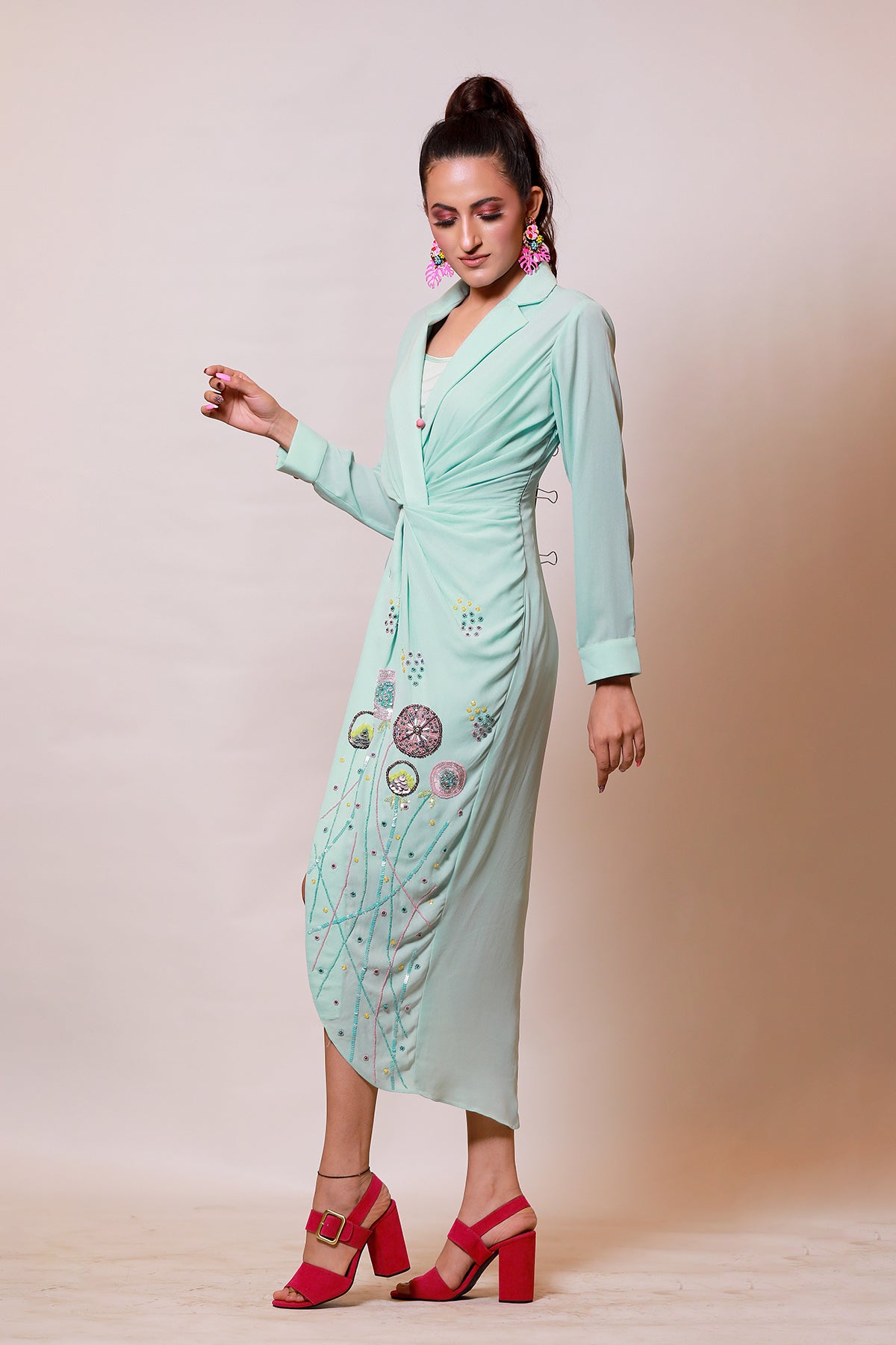 Coral Aqua knot shirt Dress