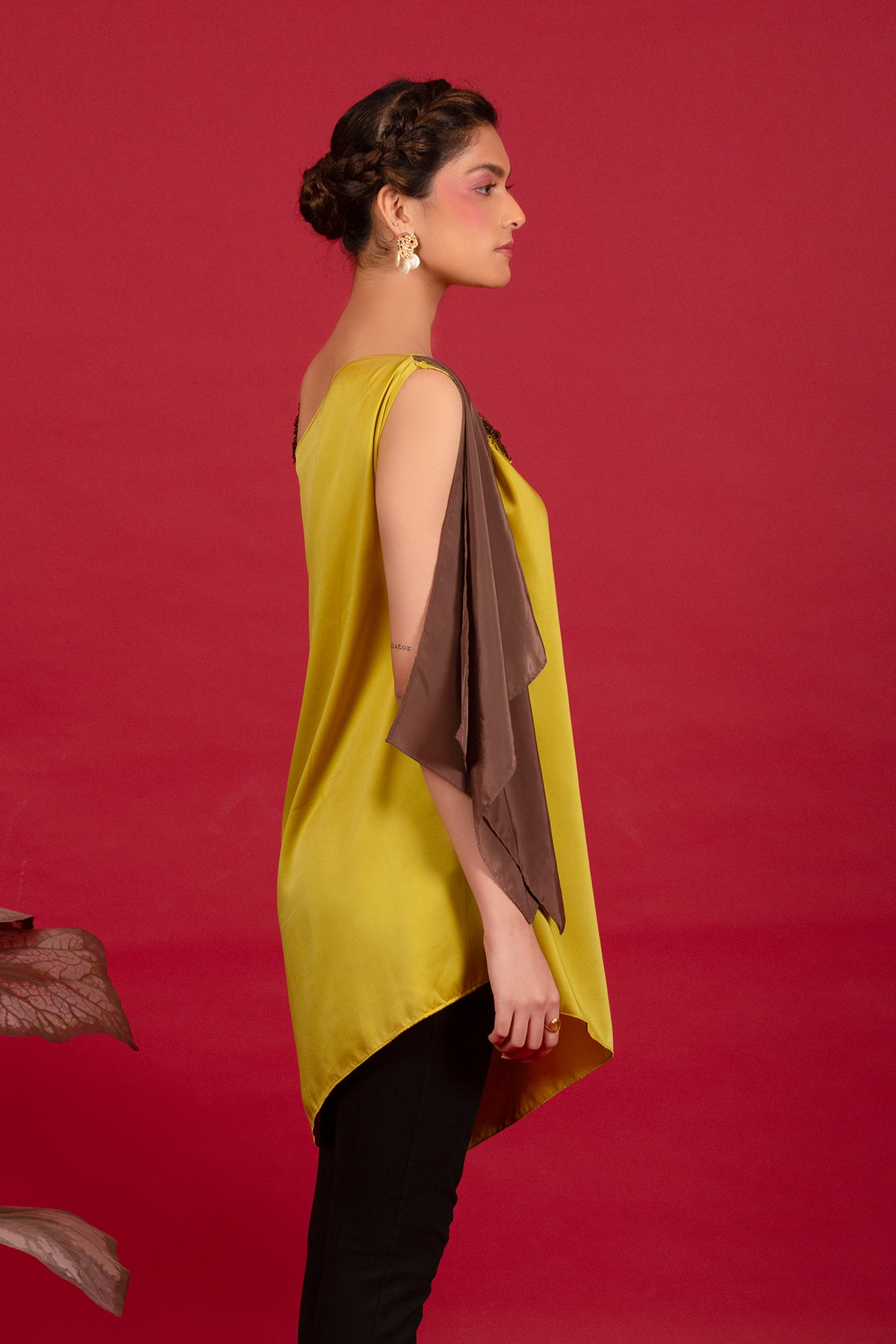 Lime Asymmetric handkerchief Top