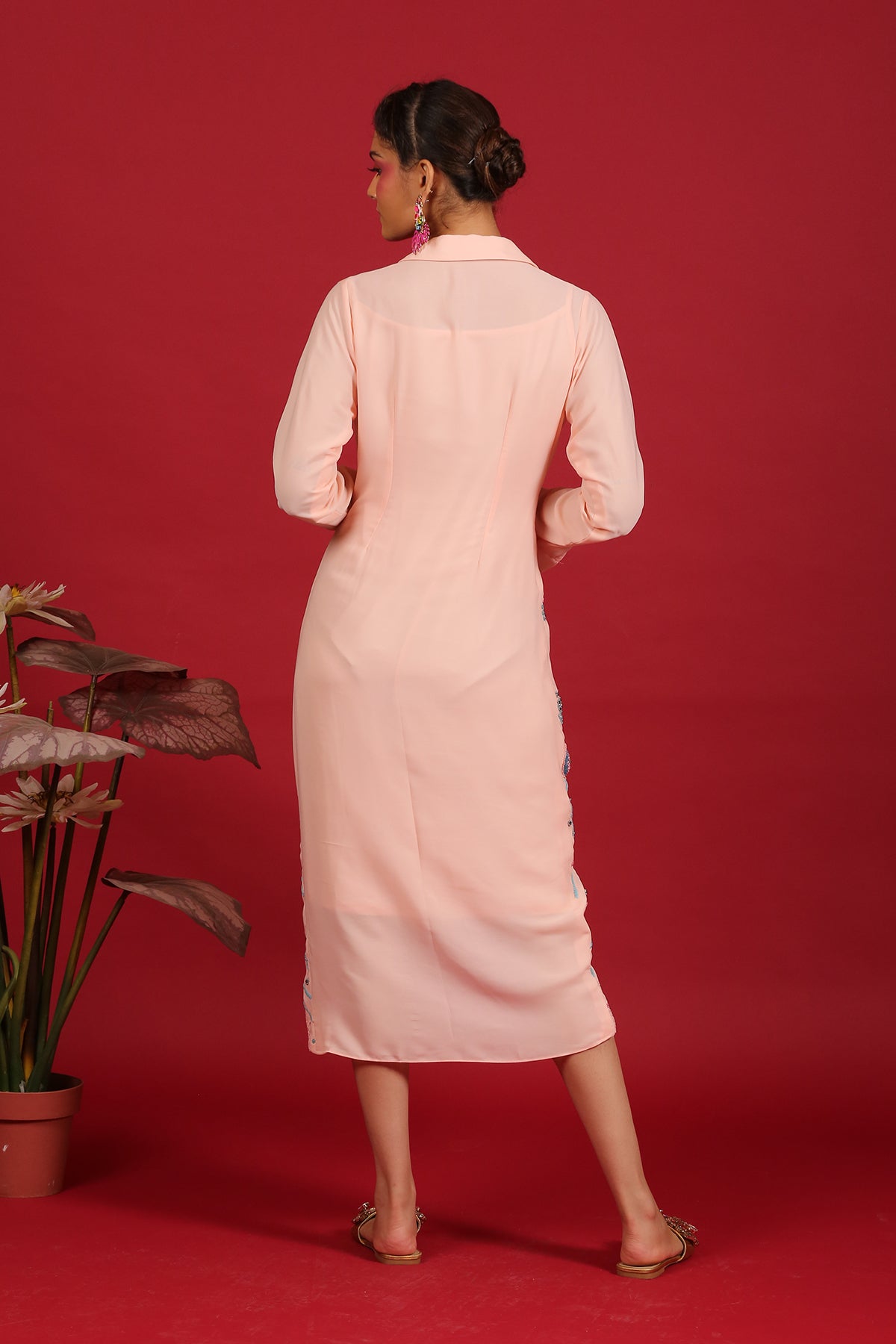 Coral Peach knot shirt Dress