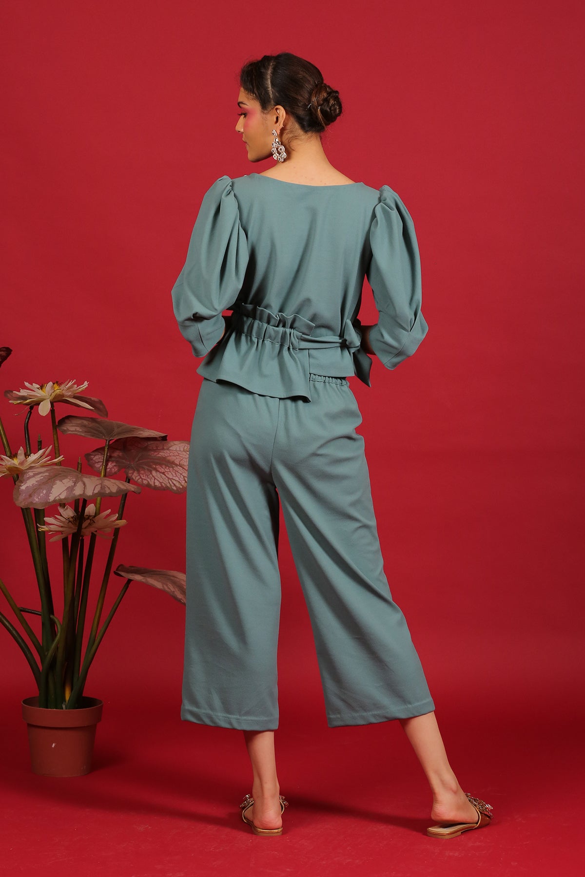Grey - Blue Peplum Co-ord set