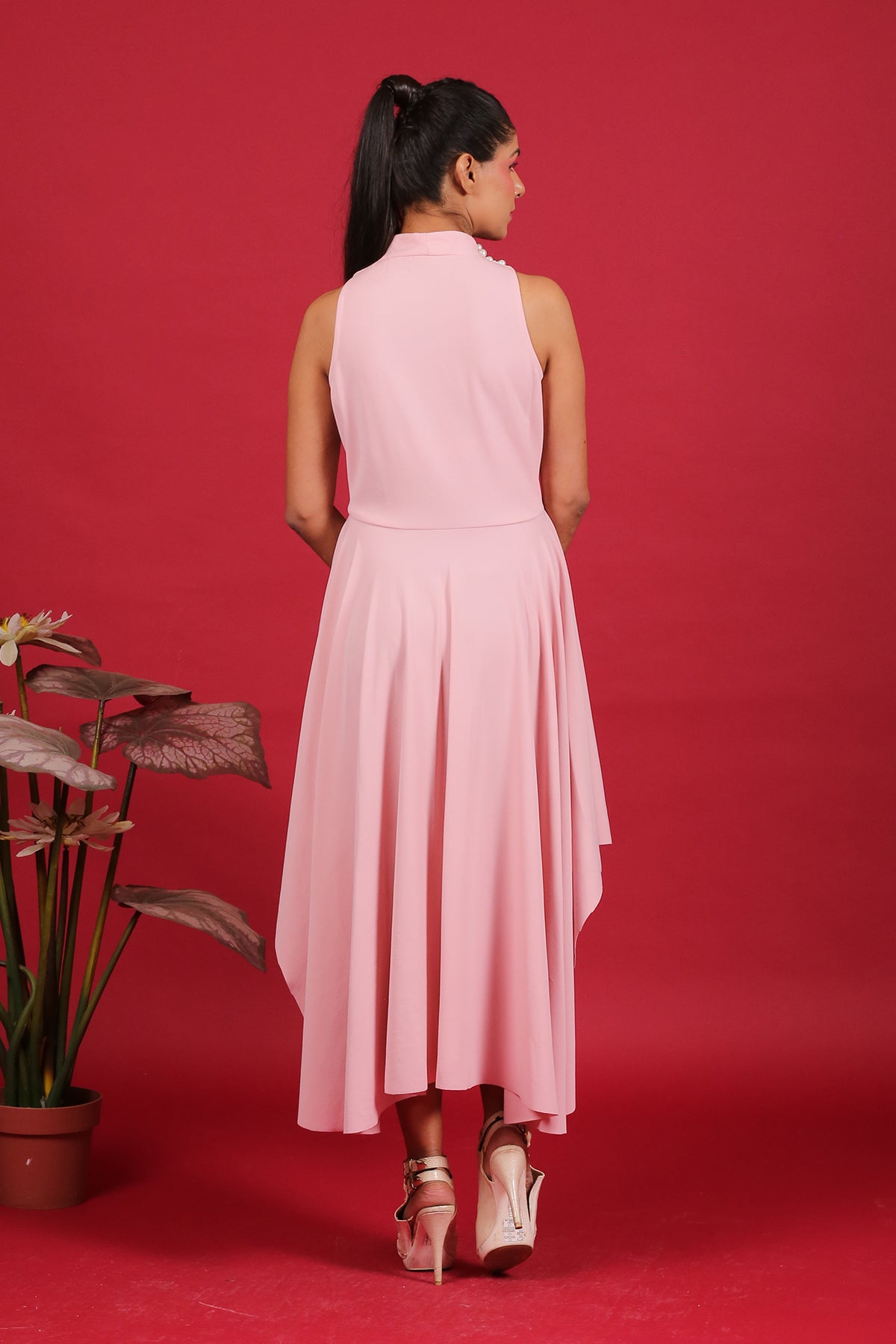 Trench-Coat High-low flared pearl Dress