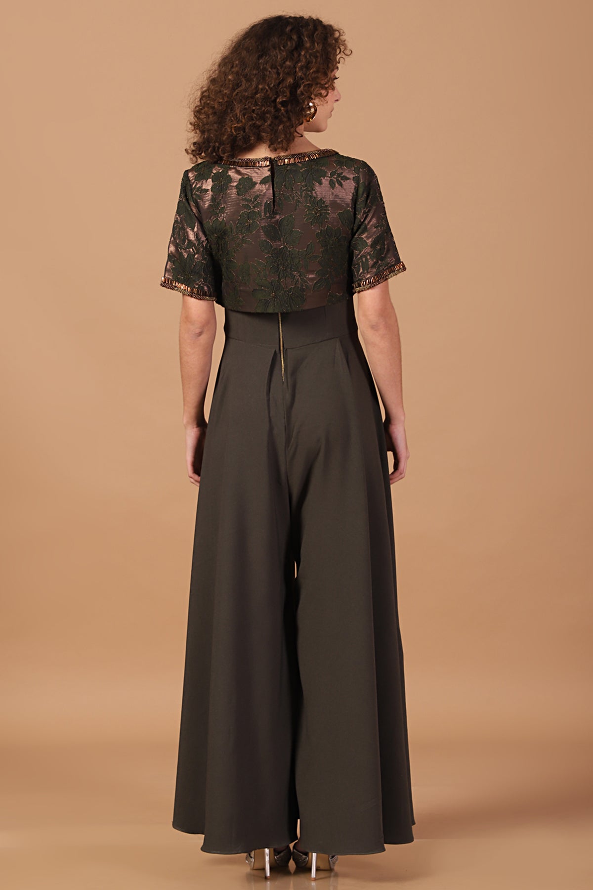 Embellished Cropped Jacket & Flared Jumpsuit