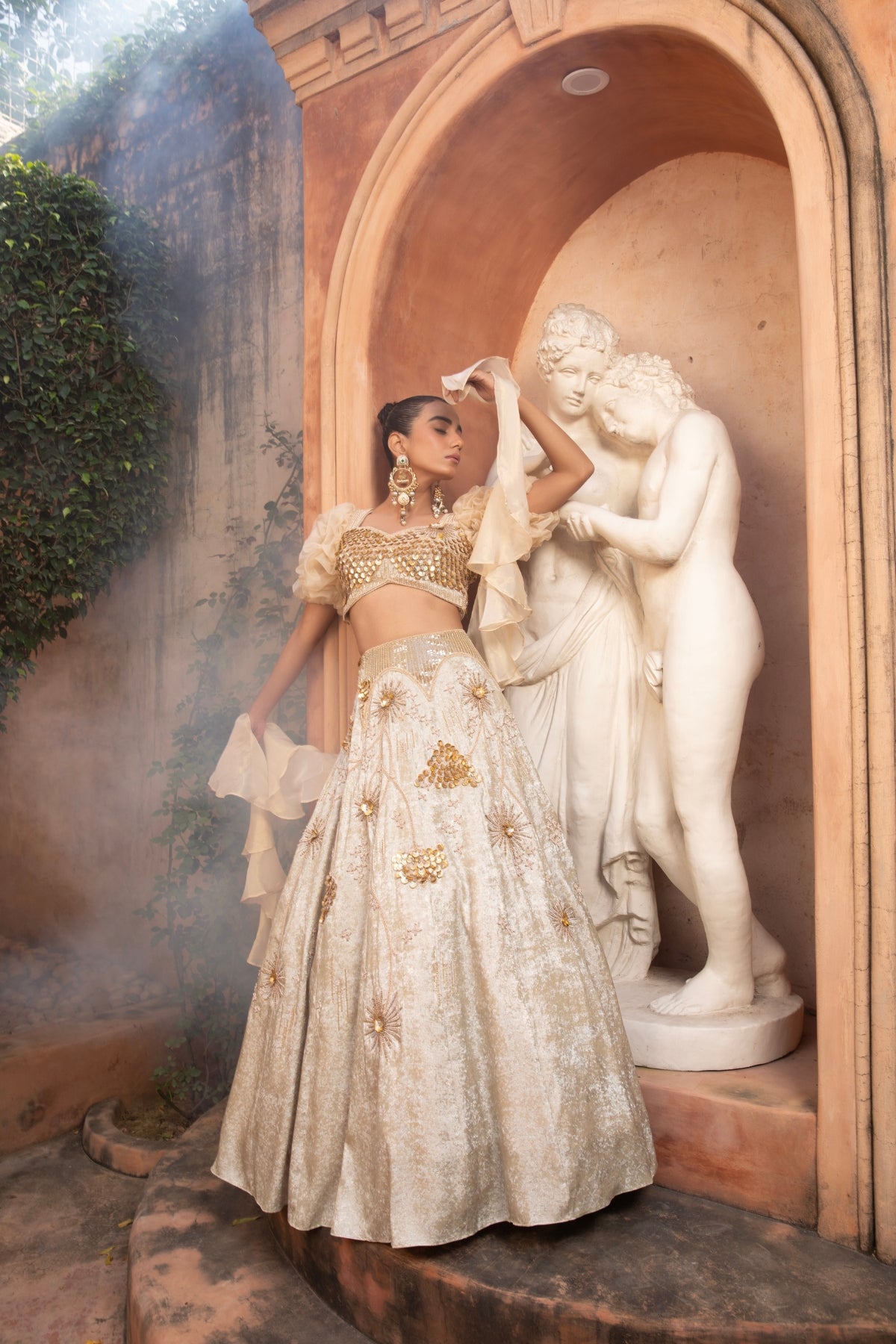 PASTEL YELLOW SEQUINS WORK LEHENGA