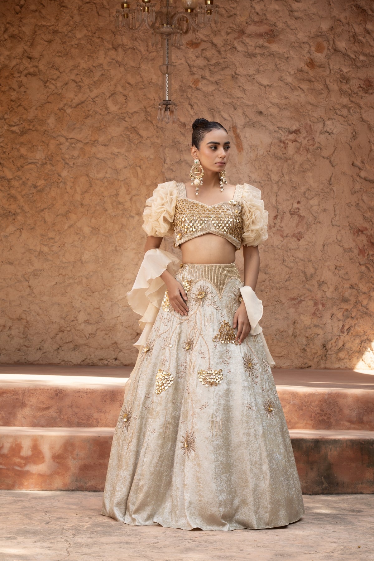 PASTEL YELLOW SEQUINS WORK LEHENGA