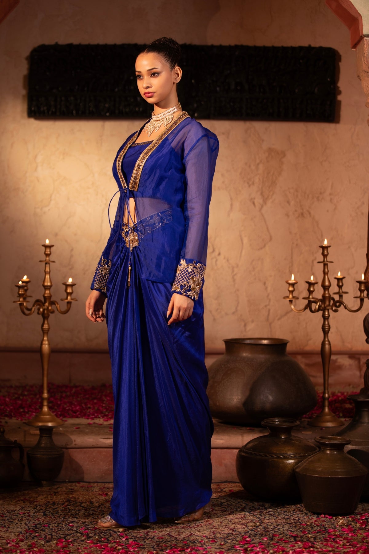 EGYPTIAN BLUE ROCOCCO ORGANZA JACKET FUSION CO-ORD