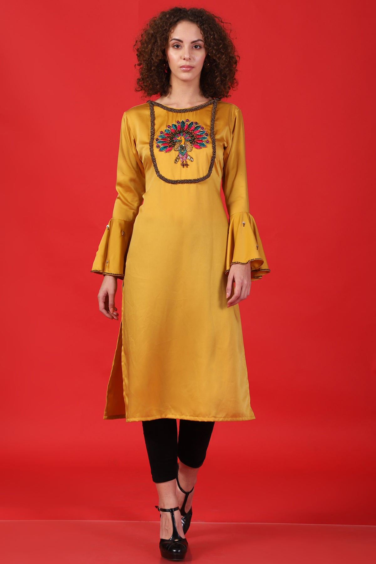 Mustard peacock Tunic