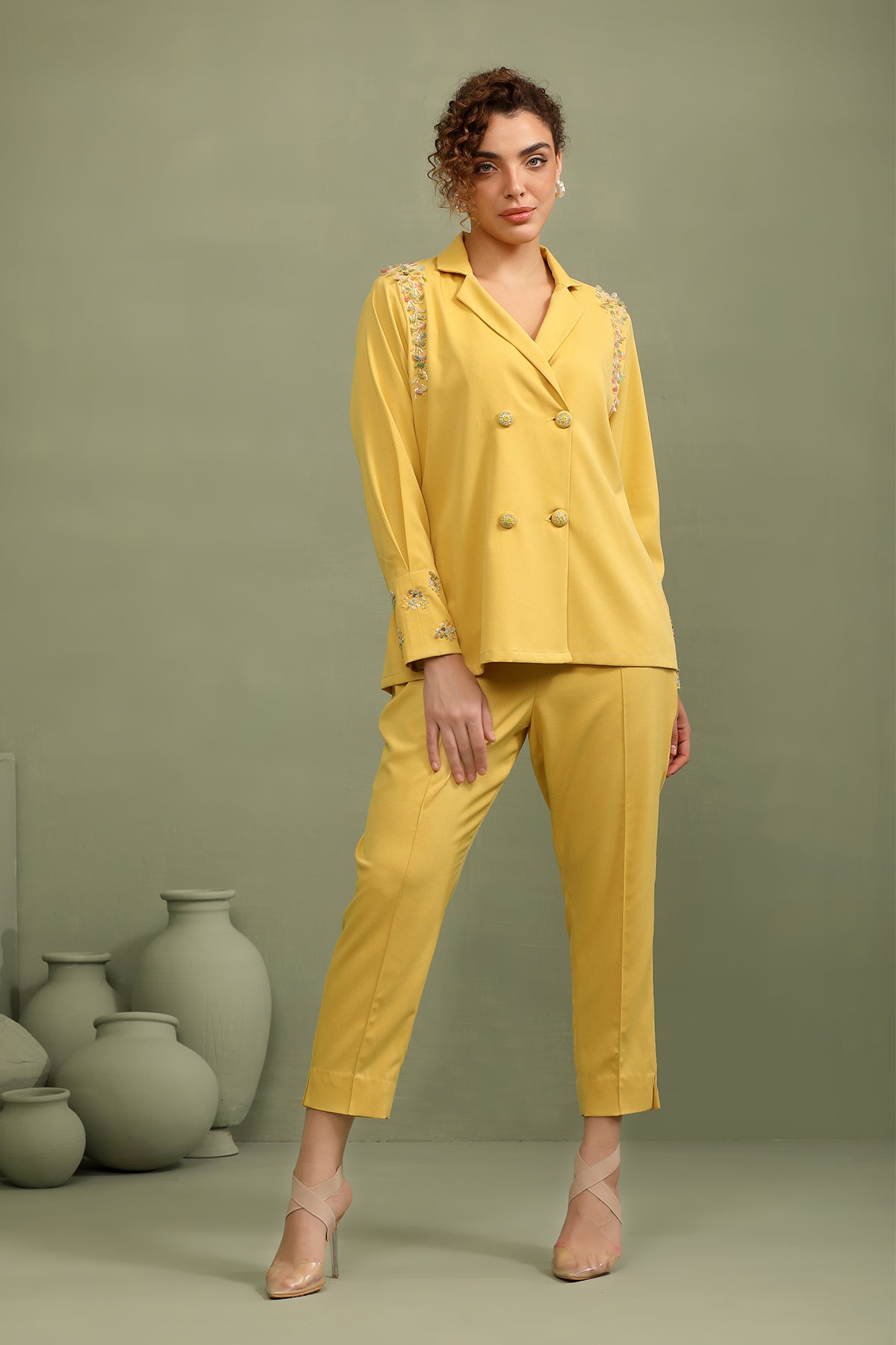 Yellow Sequin Summer Trench Co-Ord Set